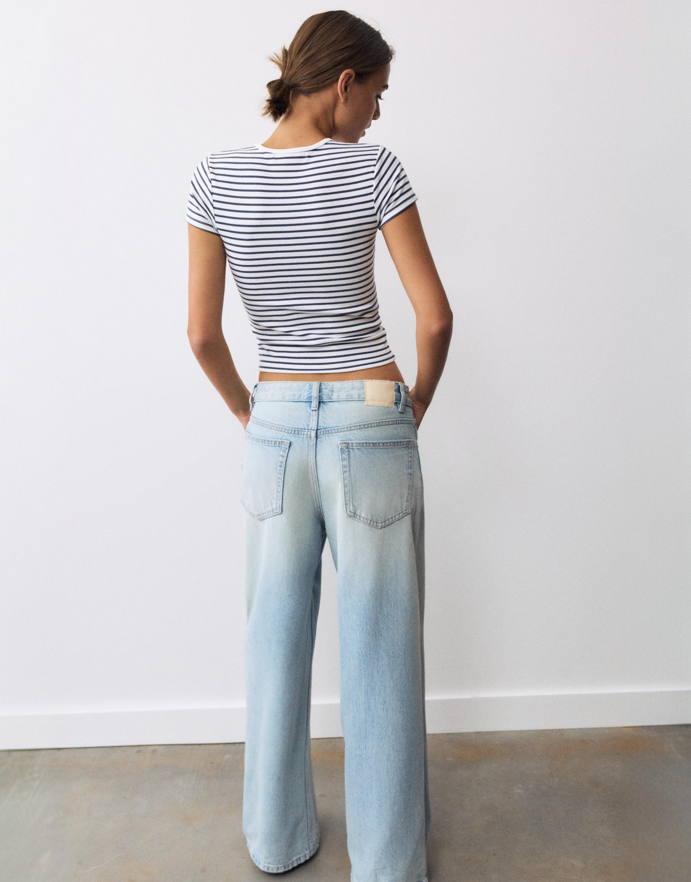 Ribbed short sleeve T-shirt — Striped