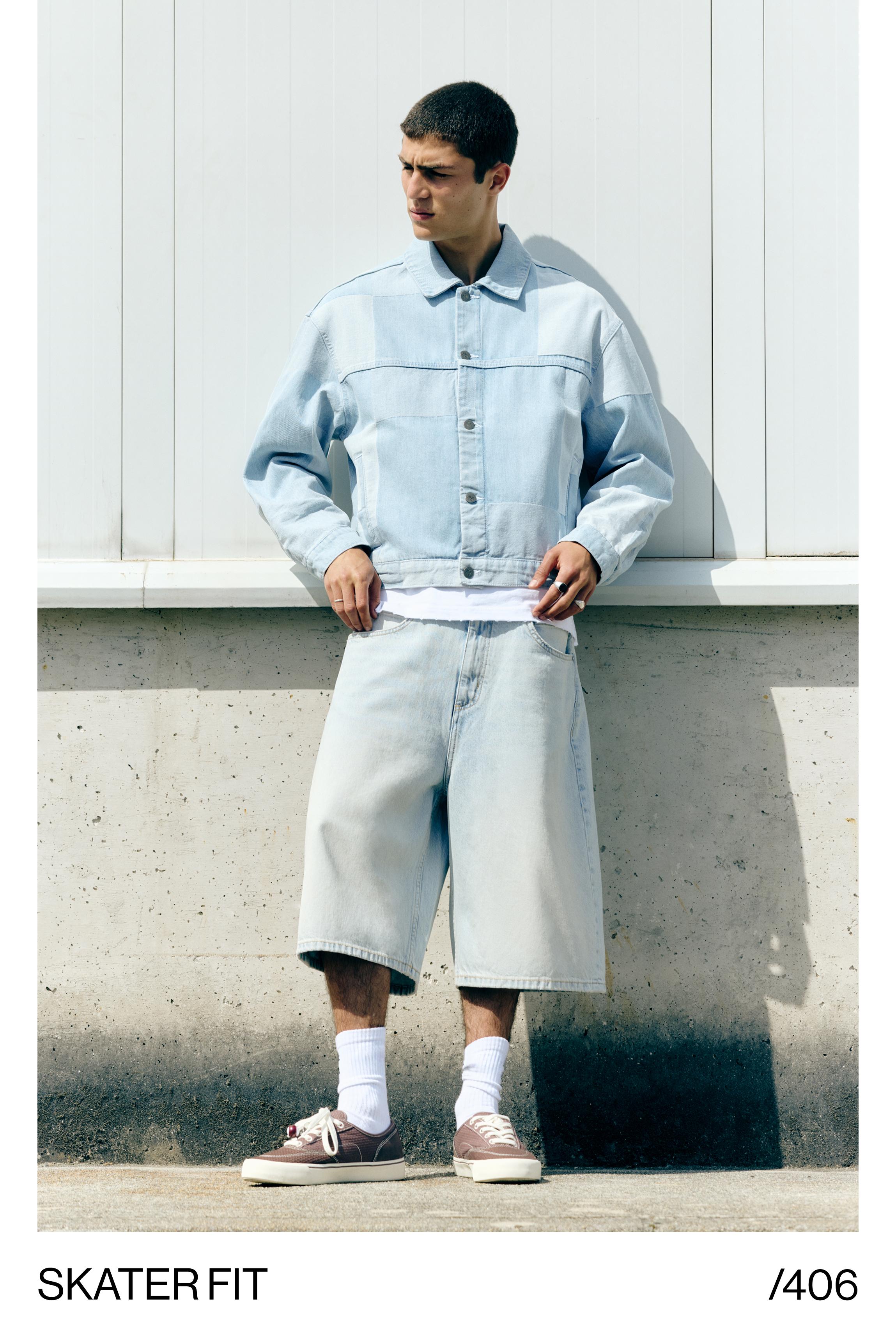Skater denim Bermuda shorts — Pale blue