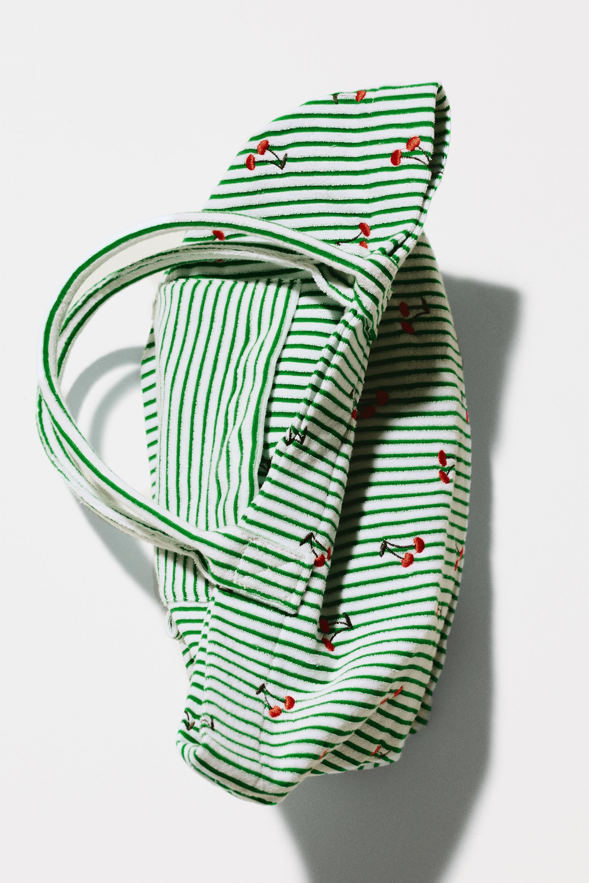 Striped towel shopper bag — Khaki