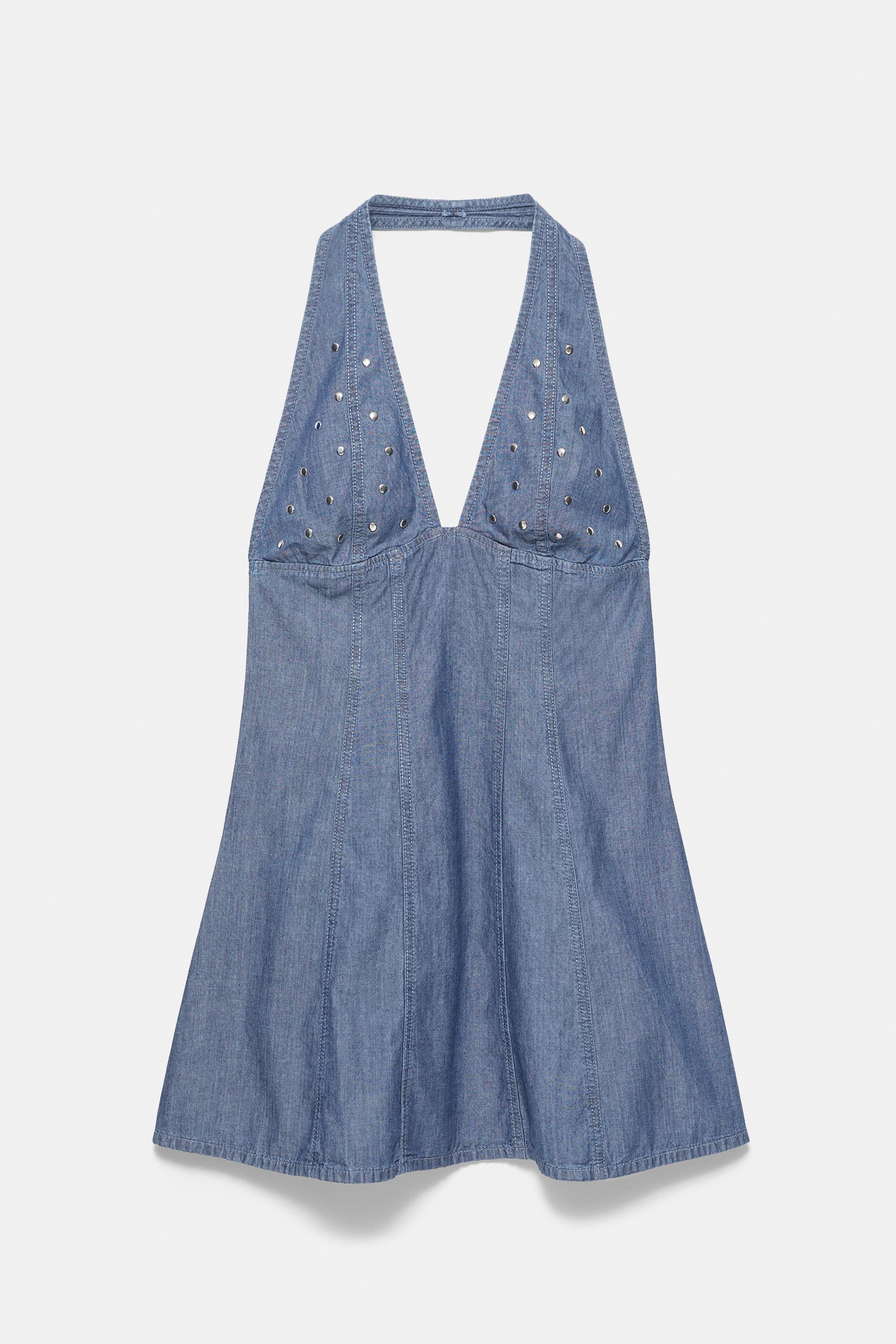 Short studded denim dress