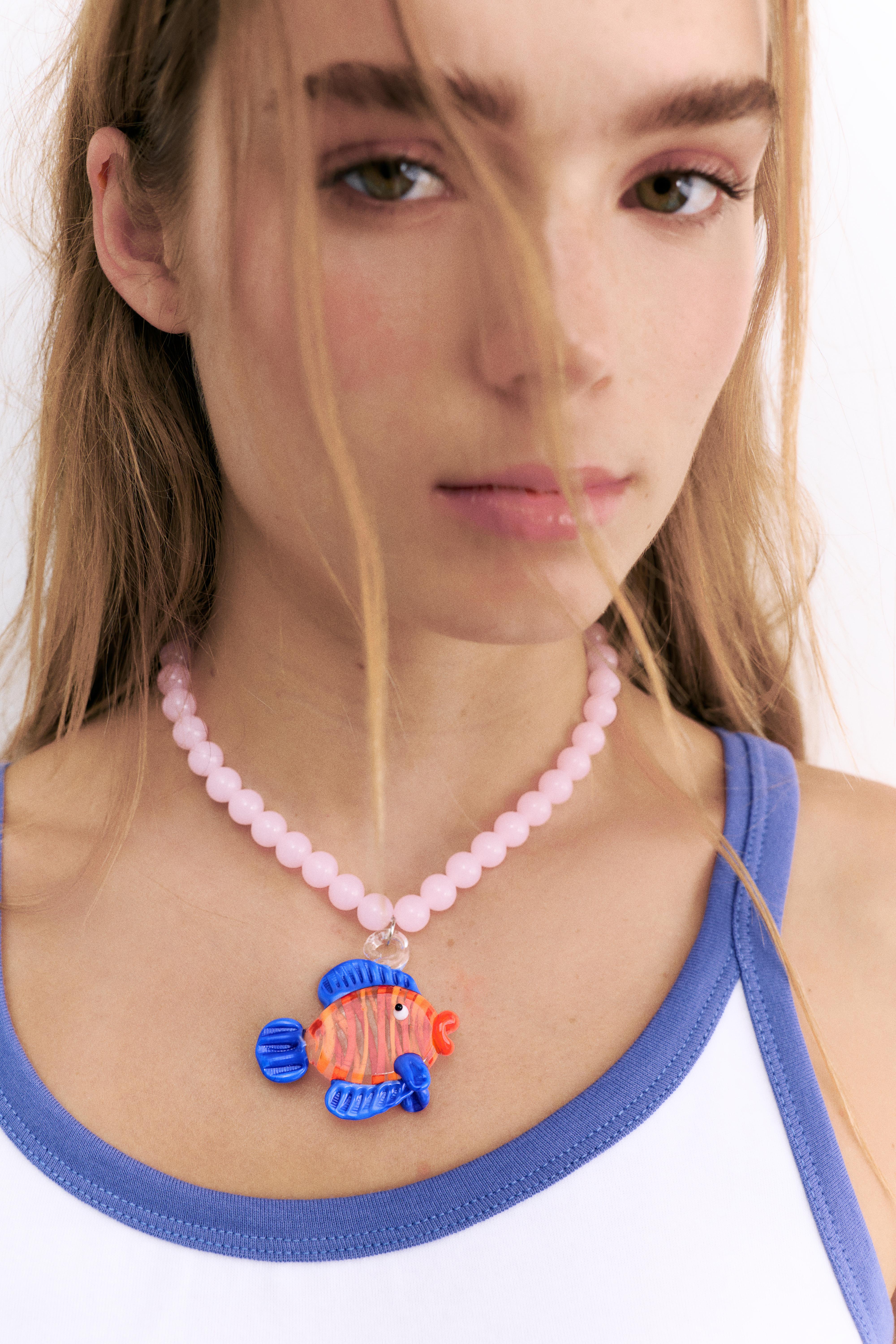 Pleasures x STWD bead necklace — Pink