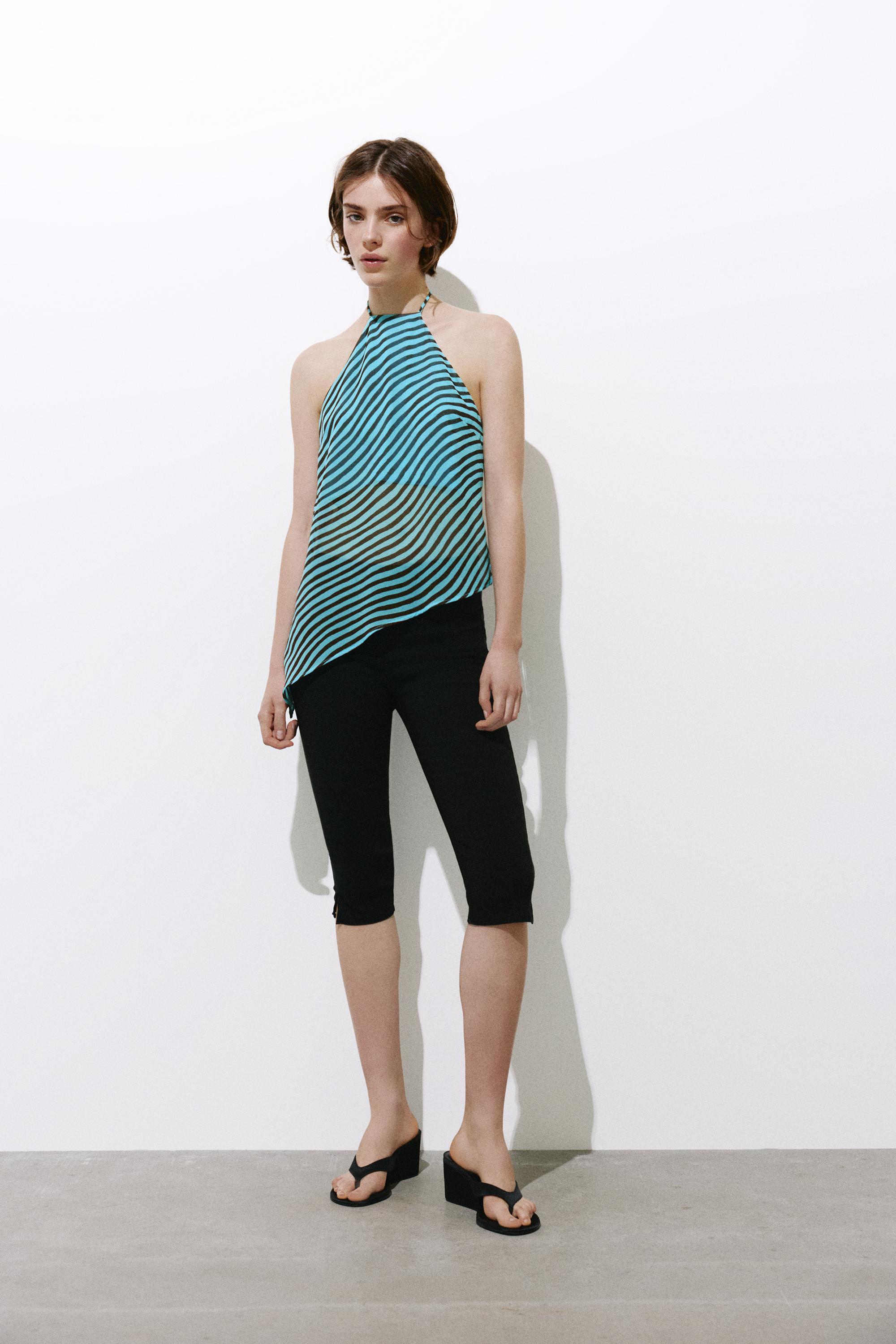 Wavy halter top — Brown/Blue