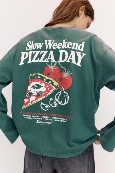Oversize pizza graphic T-shirt — Green 2
