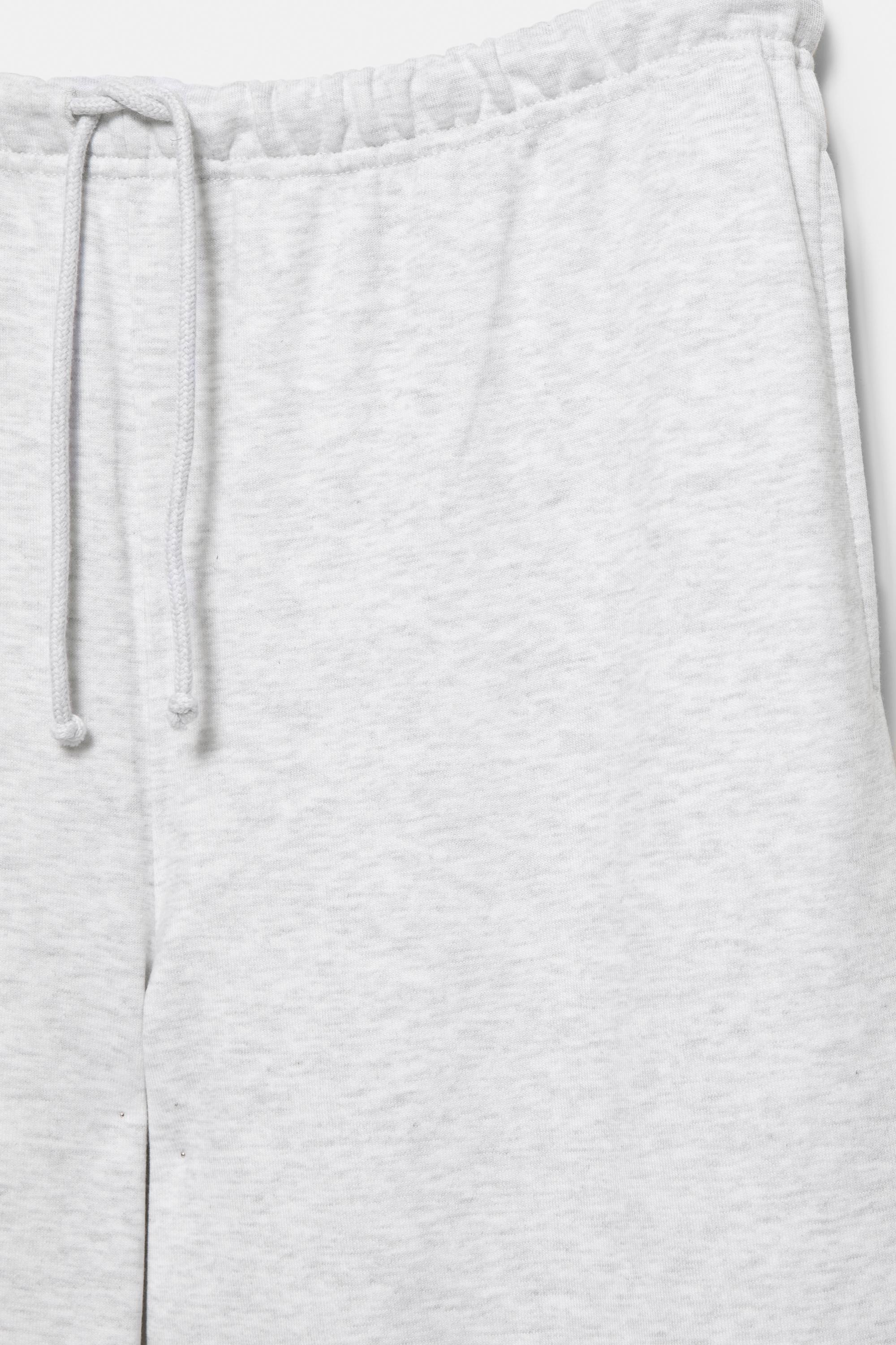 Wide-leg tracksuit bottoms with adjustable hem — Grey marl