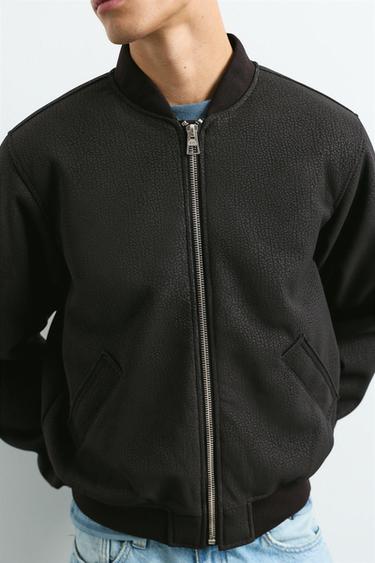 Leather effect bomber jacket — Black 4