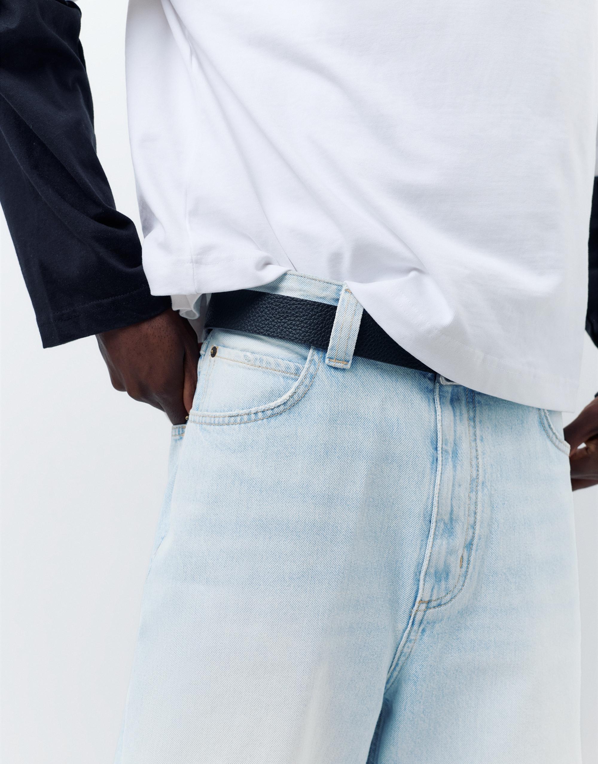 Skater denim Bermuda shorts — Pale blue