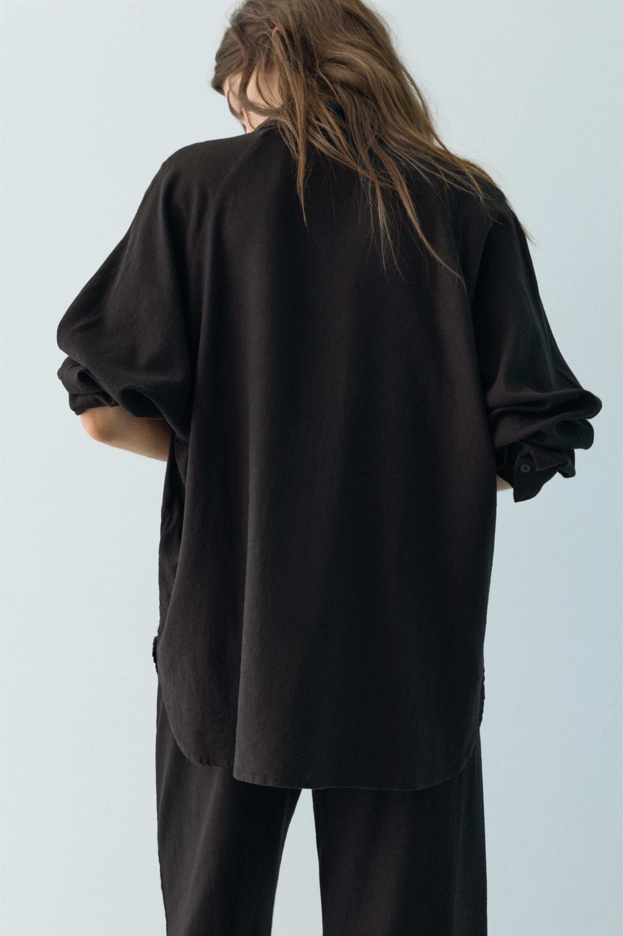 Ketenli rustik gömlek - Görsel 9