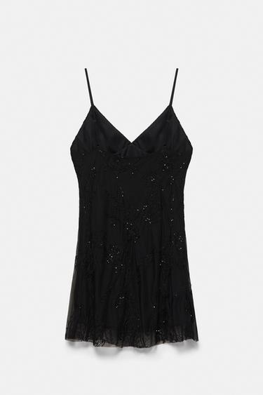 Short sequinned strappy dress — Black 6