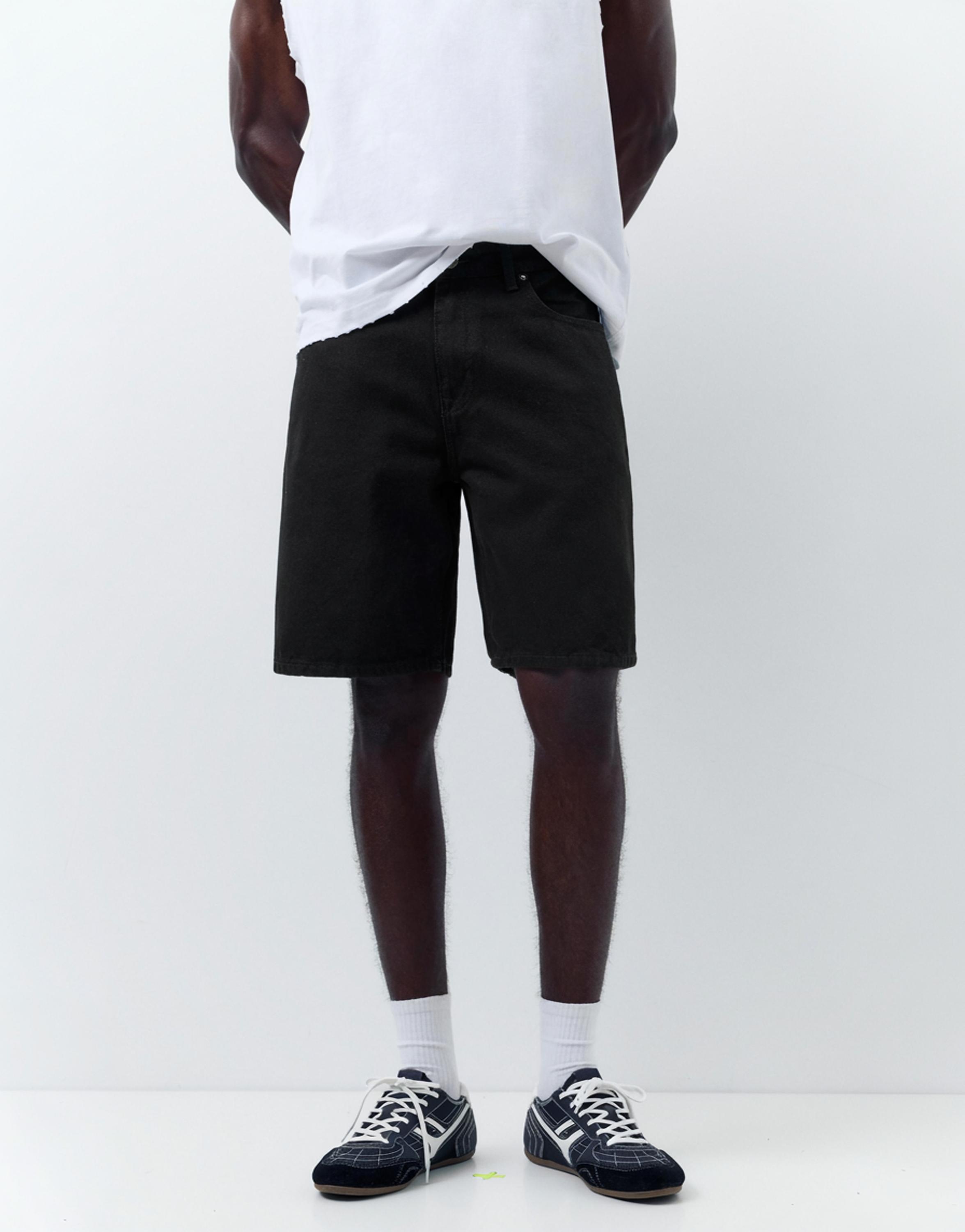 Standard denim Bermuda shorts — Black