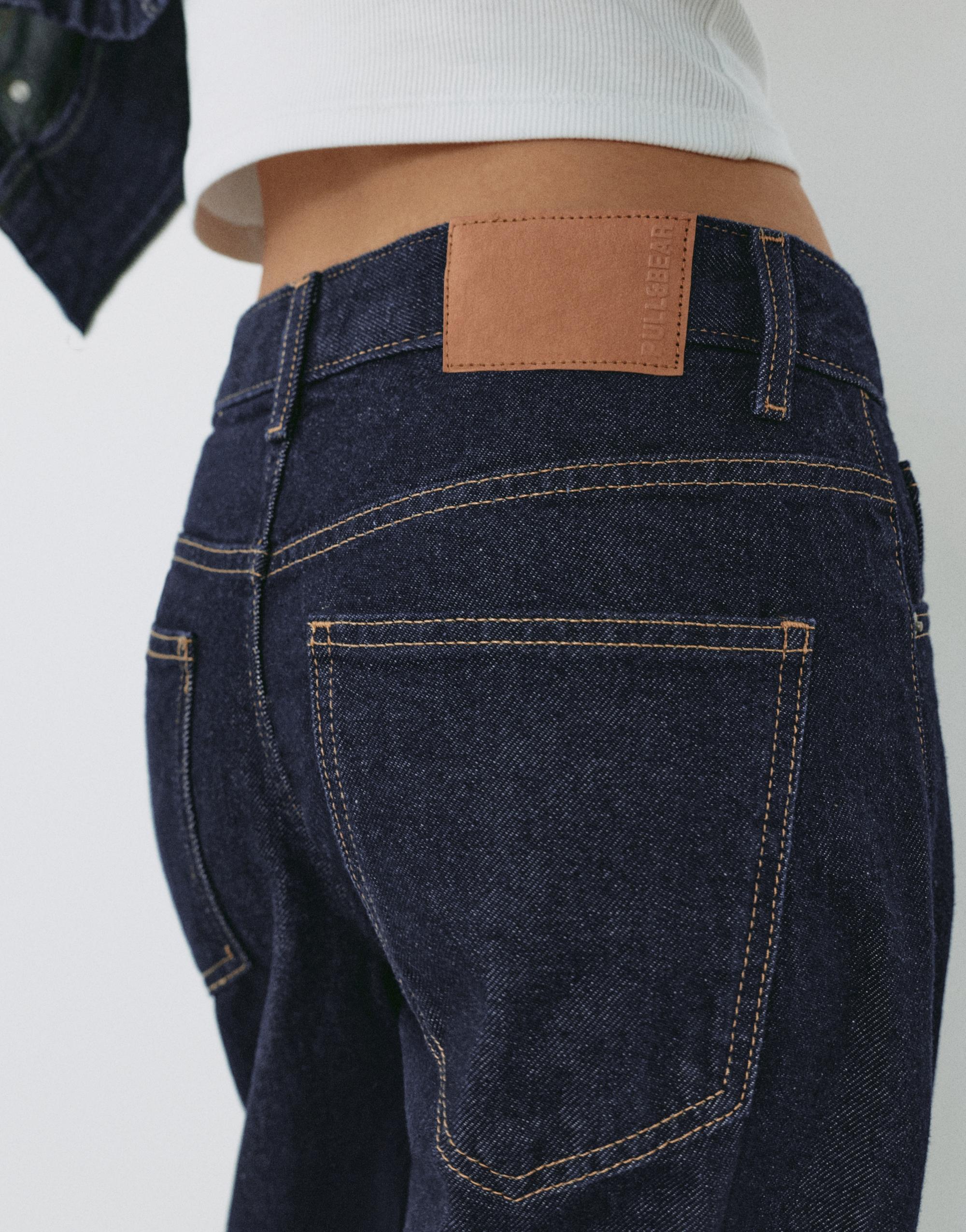 Low-rise barrel jeans — Navy