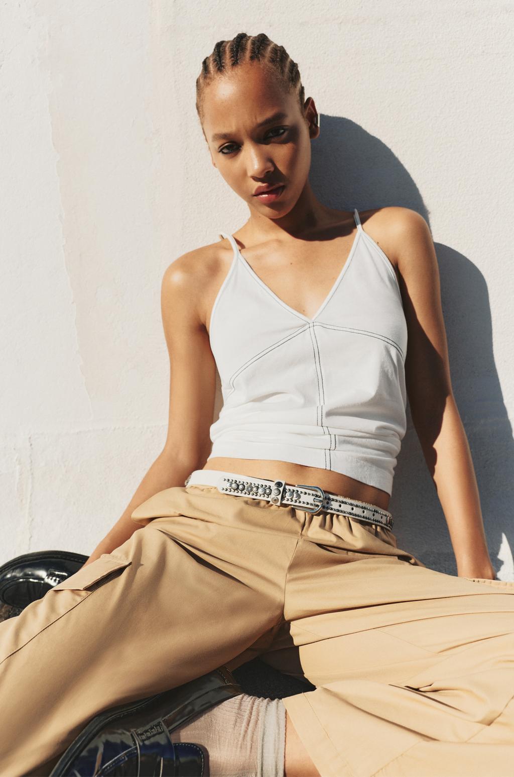 Top tirantes pespunte PULL&BEAR - Main Image