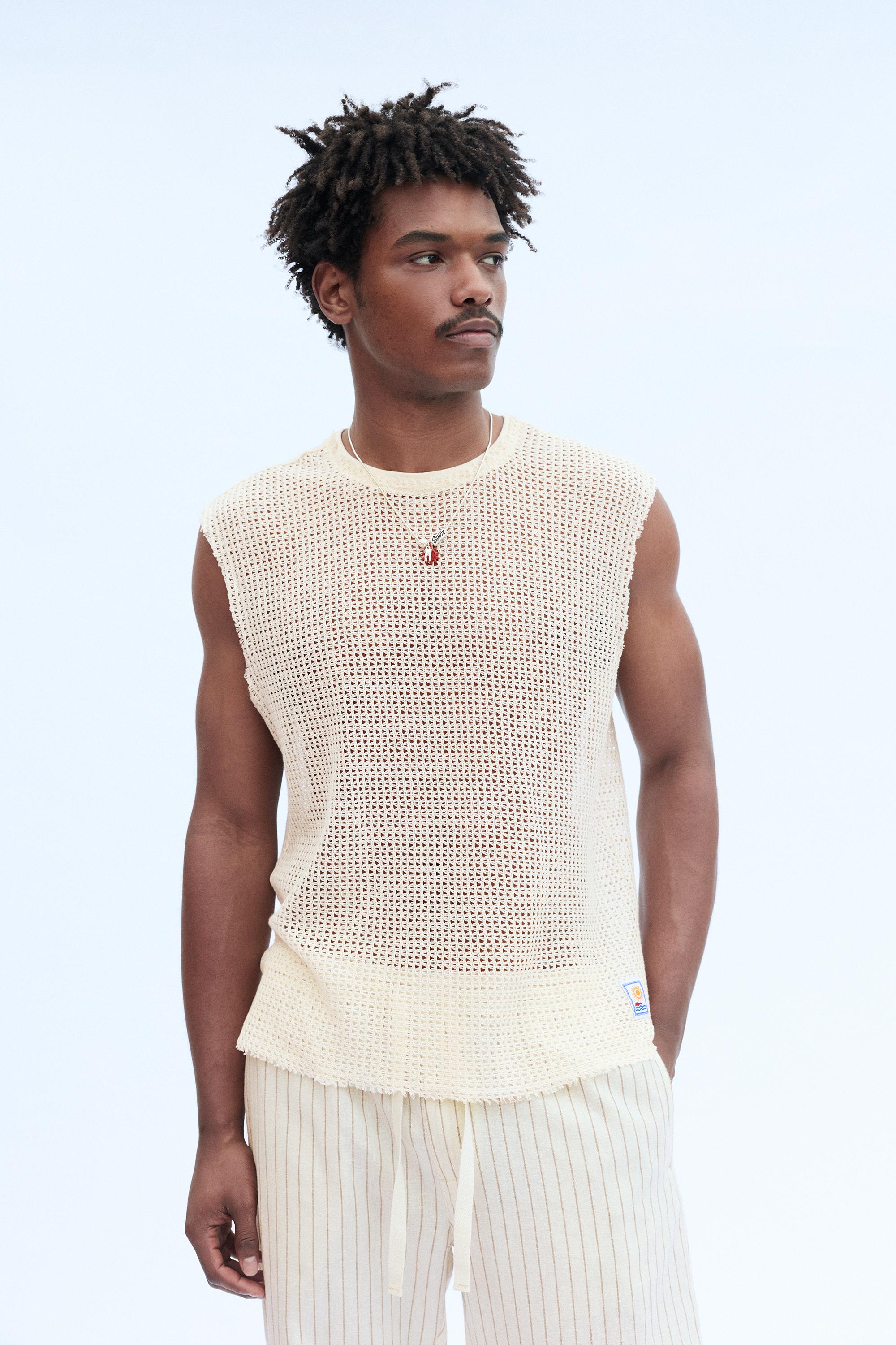 Mesh strappy top — Off white