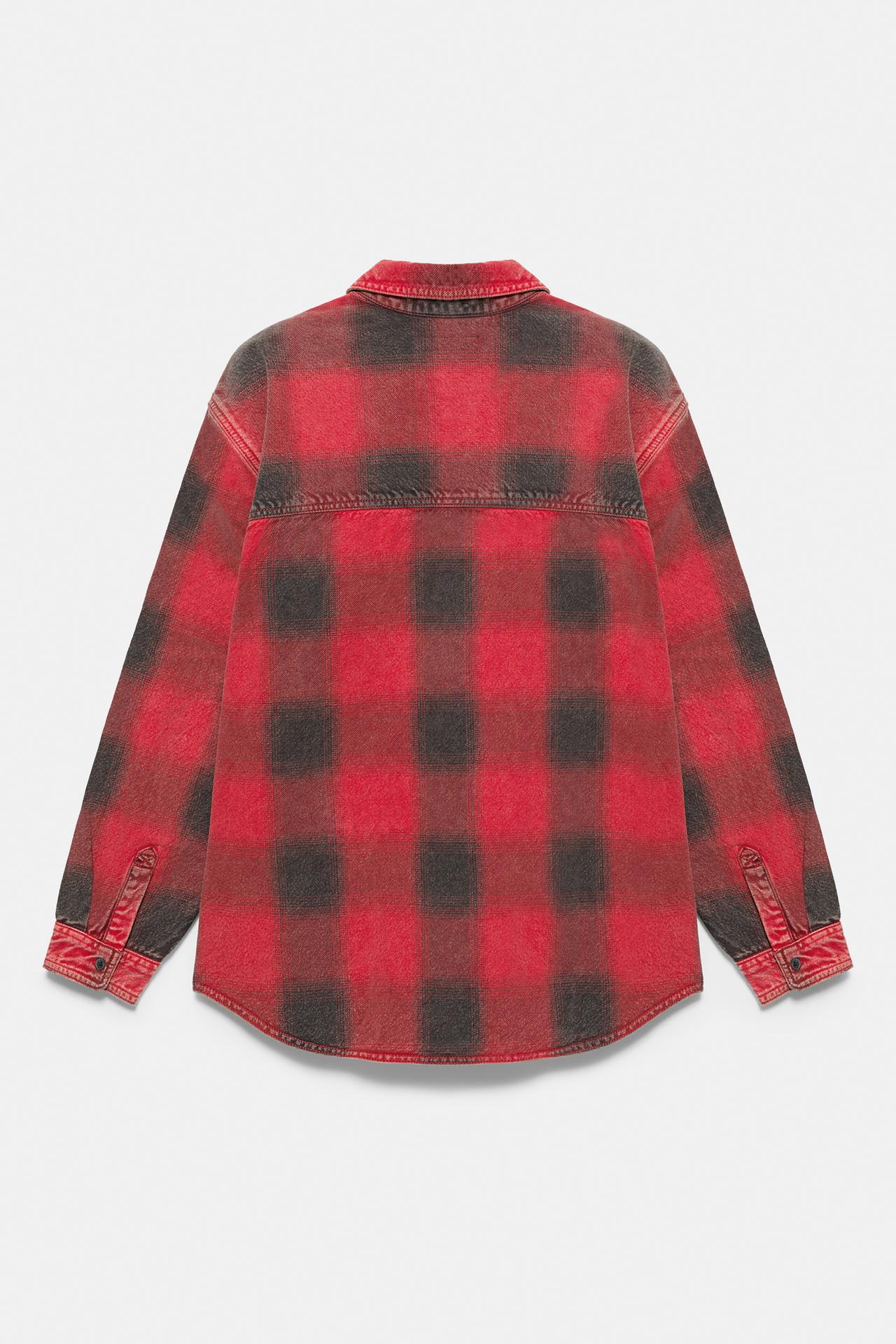 Check long sleeve overshirt — Red