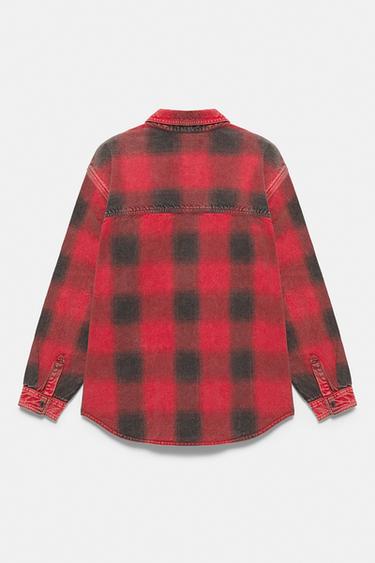 Check long sleeve overshirt — Red 6