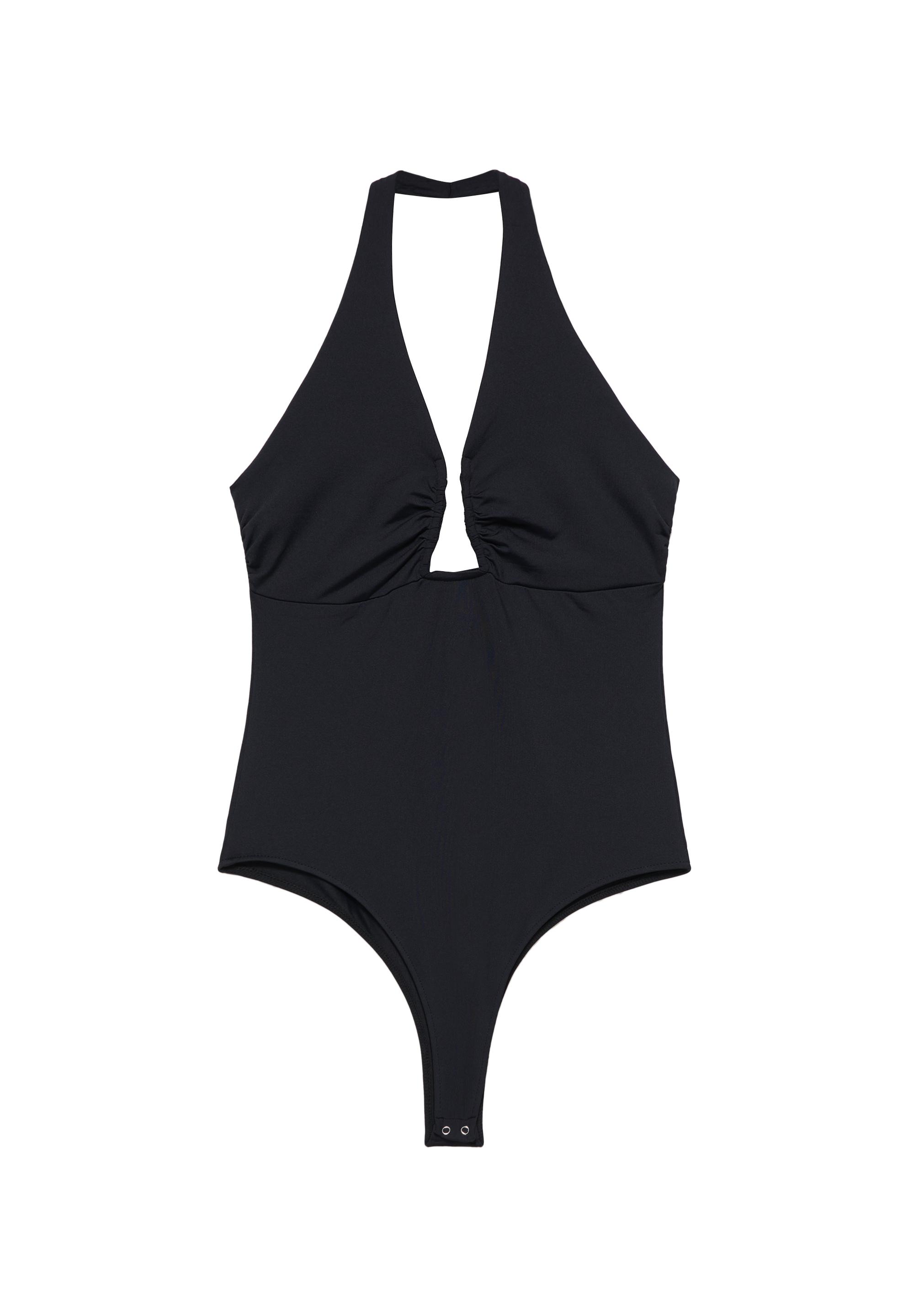 Gathered halterneck bodysuit — Black