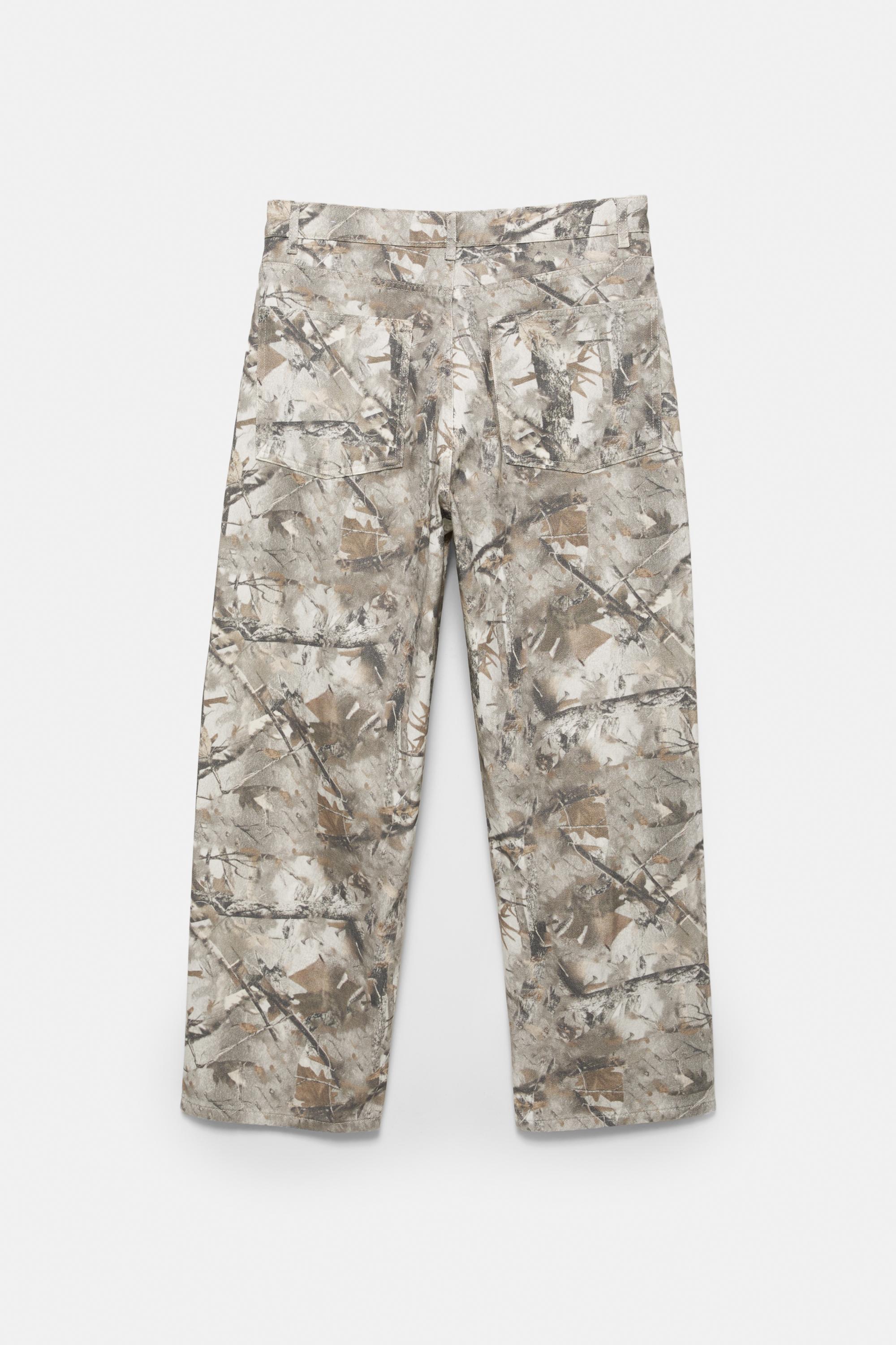 Printed trousers with pockets — Beige/Green