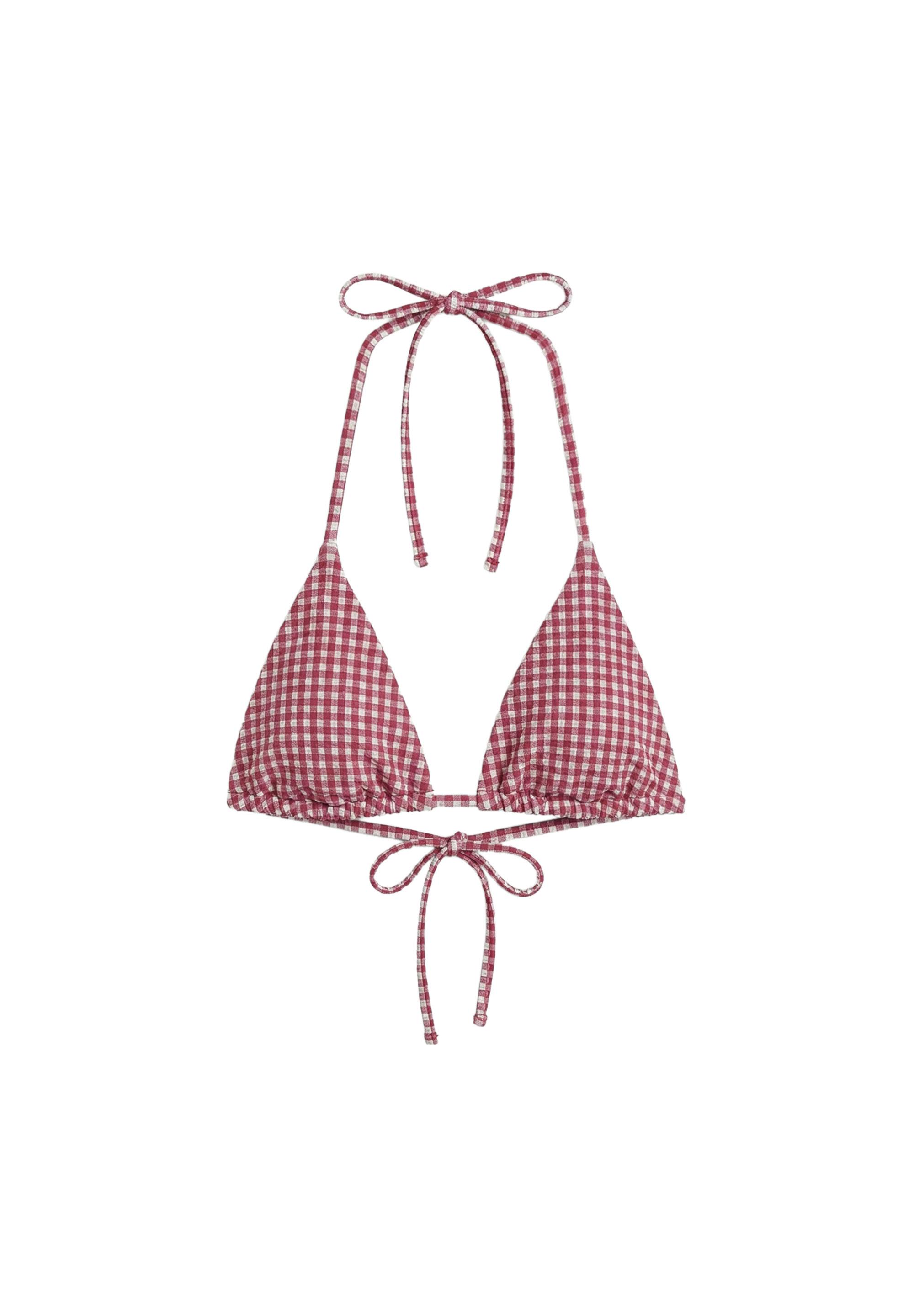 Gingham bikini top — Maroon