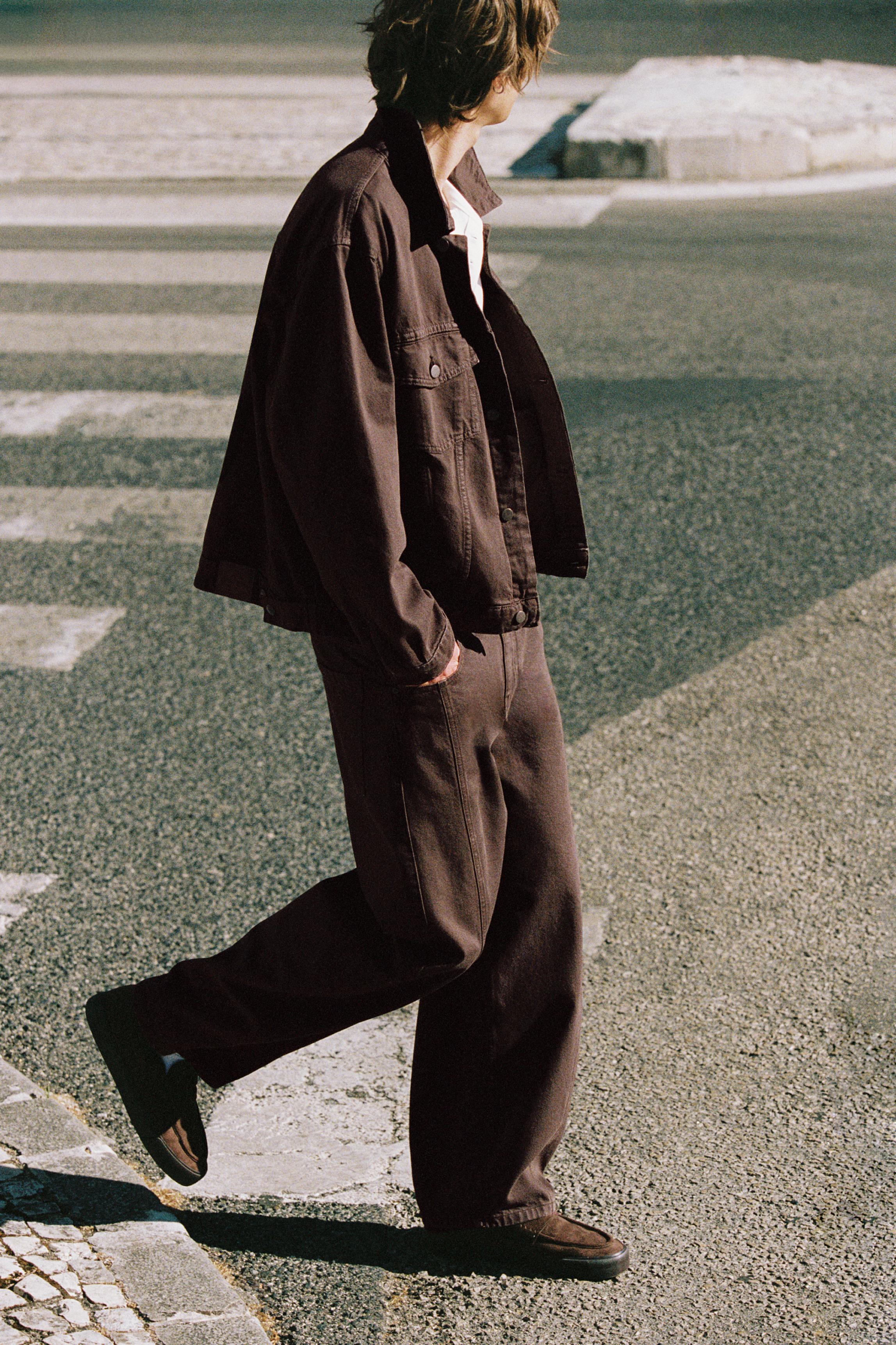 Front seam barrel jeans — Brown