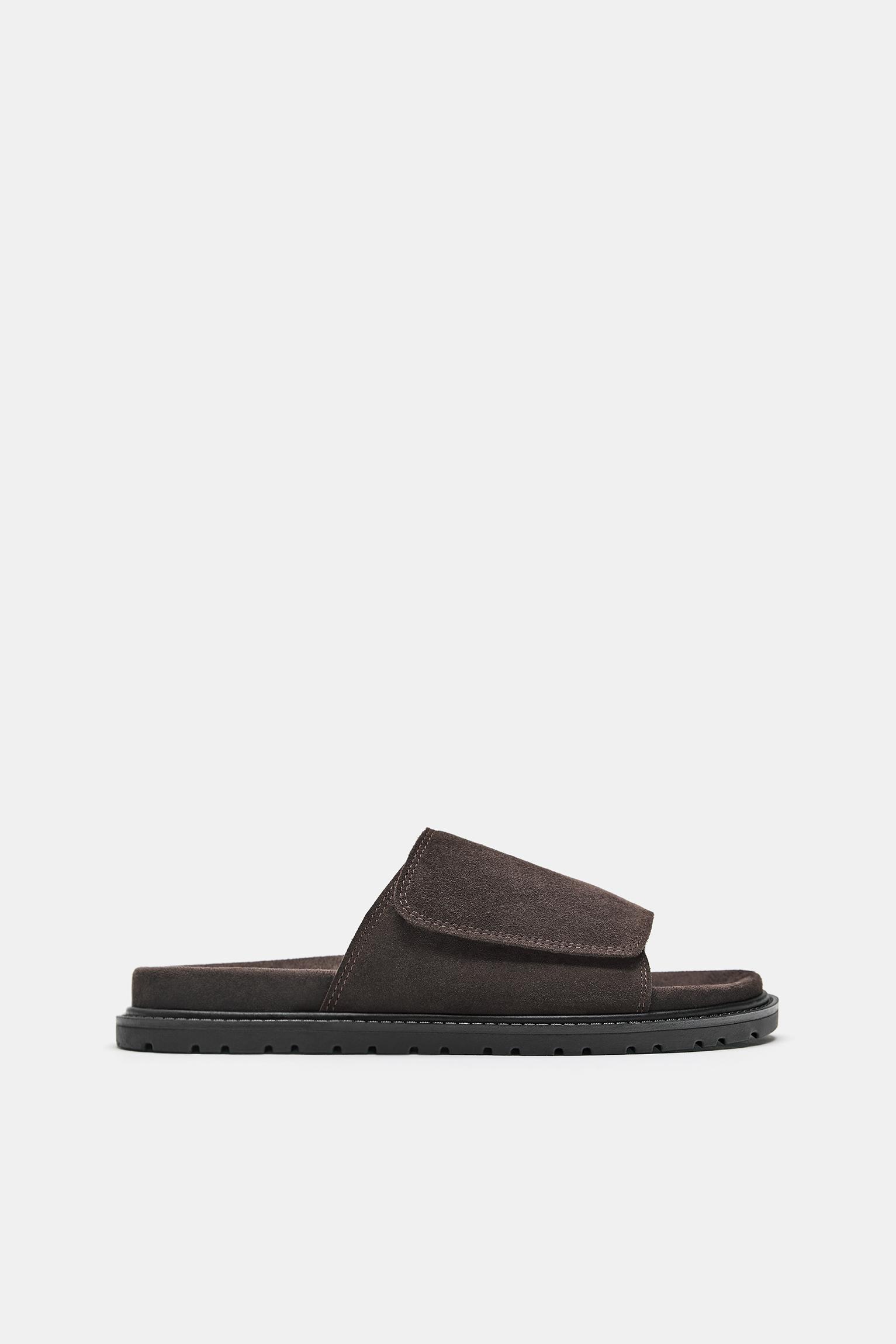 Flat leather sandals — Brown