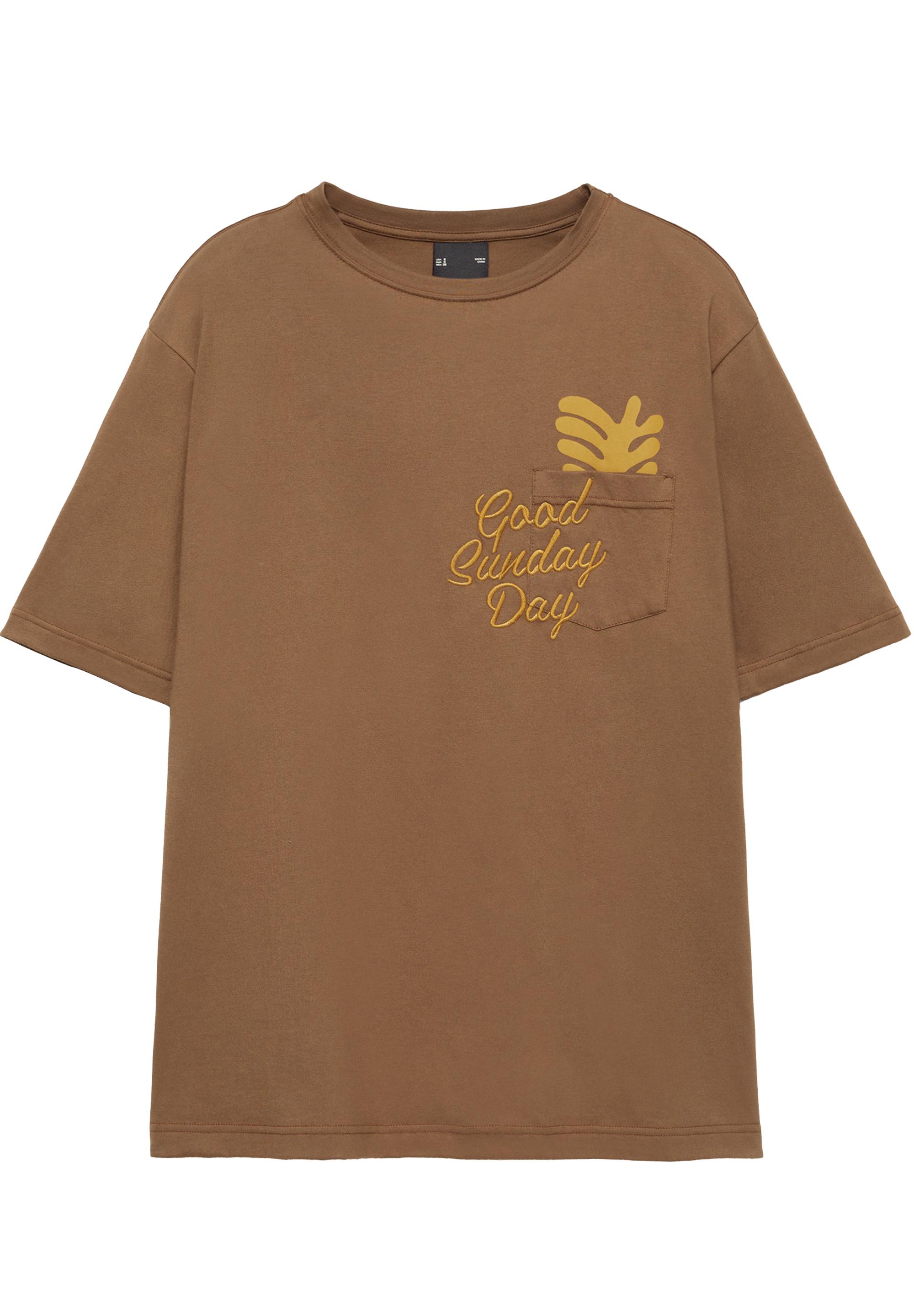 Boxy-fit graphic pocket T-shirt — Brown