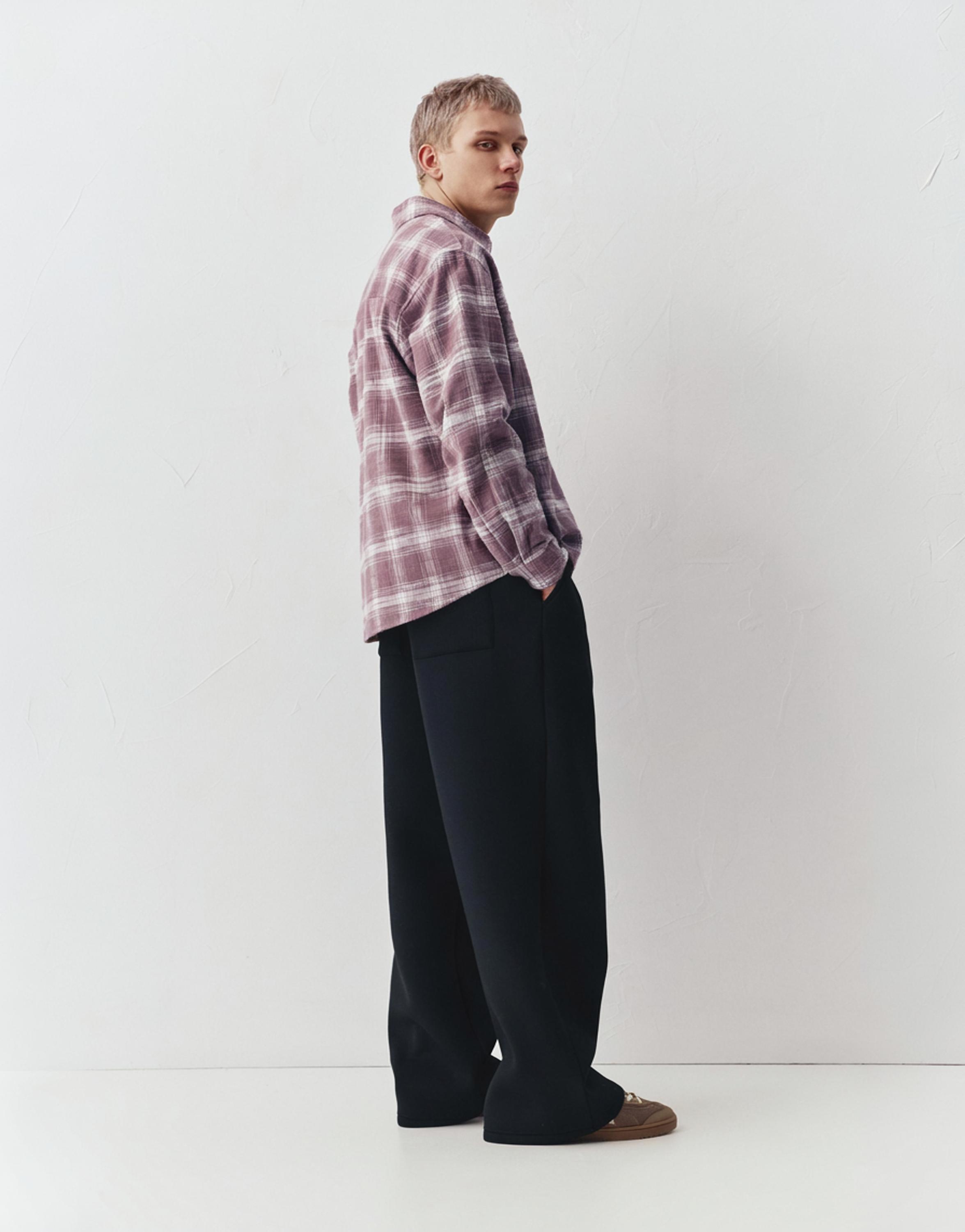 Kareli uzun kollu gömlek - Görsel 21