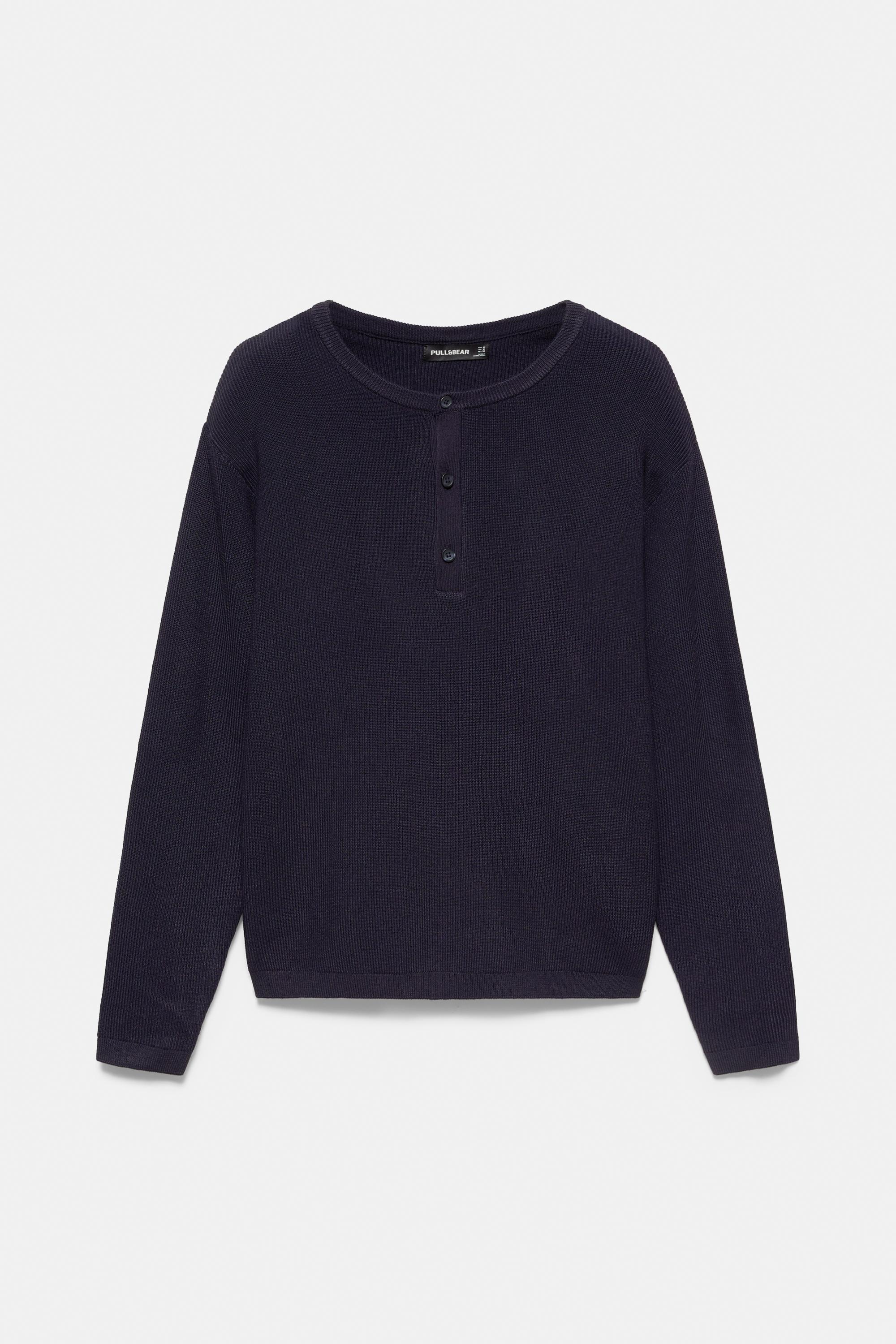Henley neck jumper — Navy