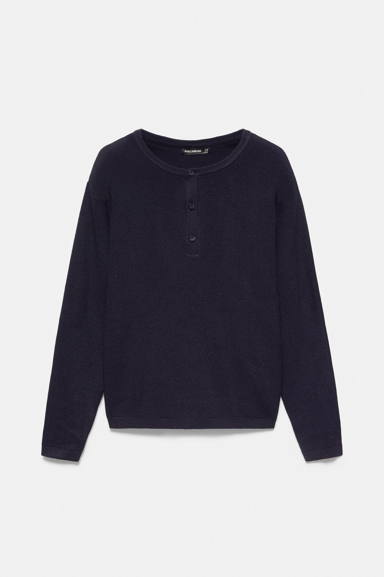Henley collar jumper — Navy