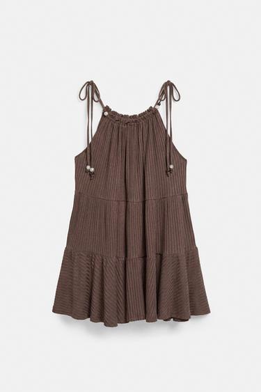 Paneled strappy dress — Brown 5