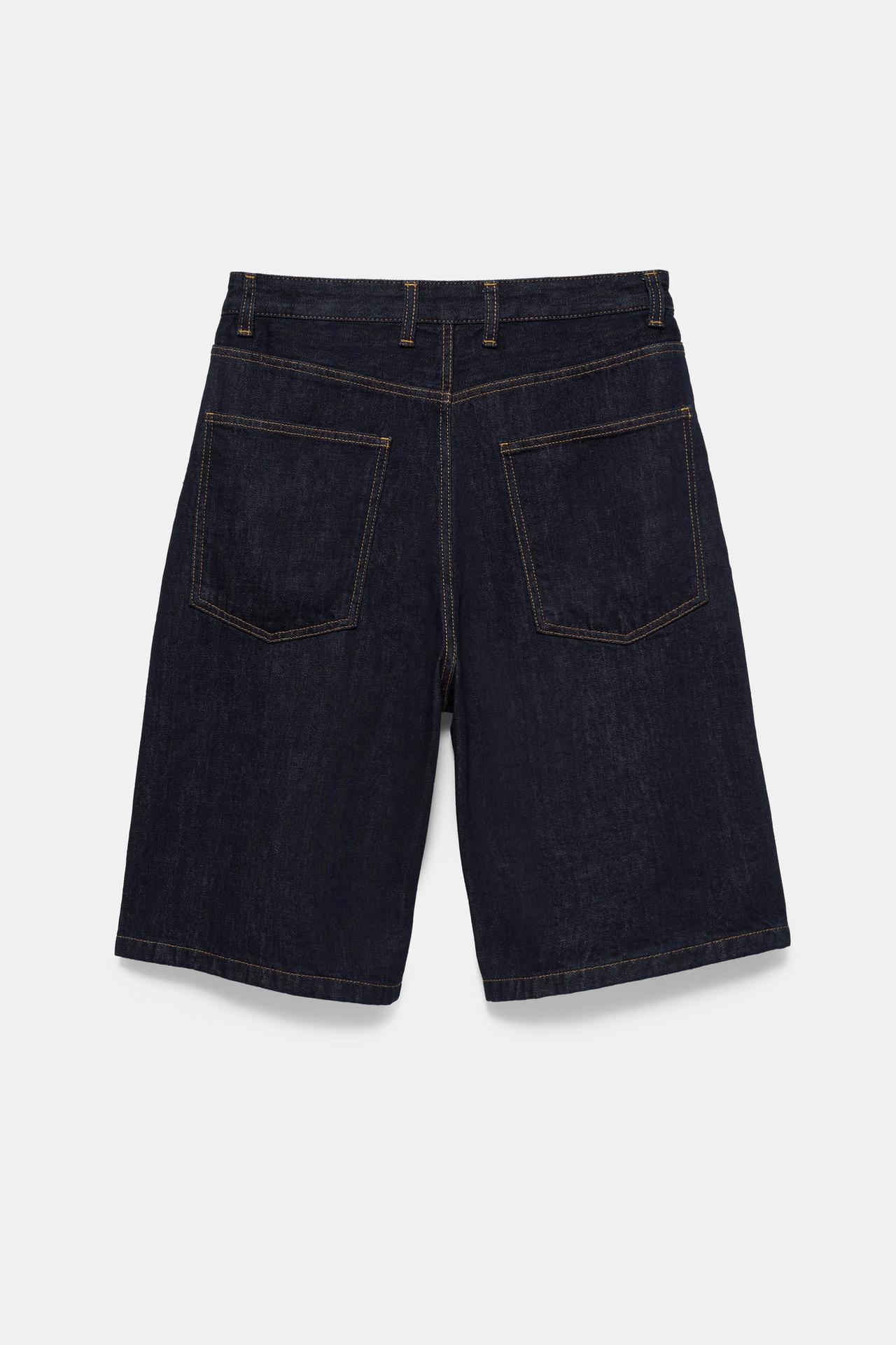 Text skater denim Bermuda shorts — Navy