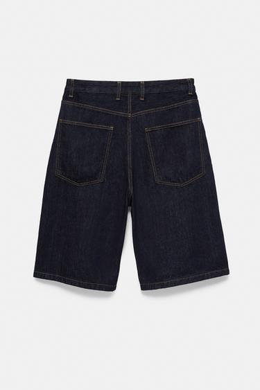 Text skater denim Bermuda shorts — Navy 7
