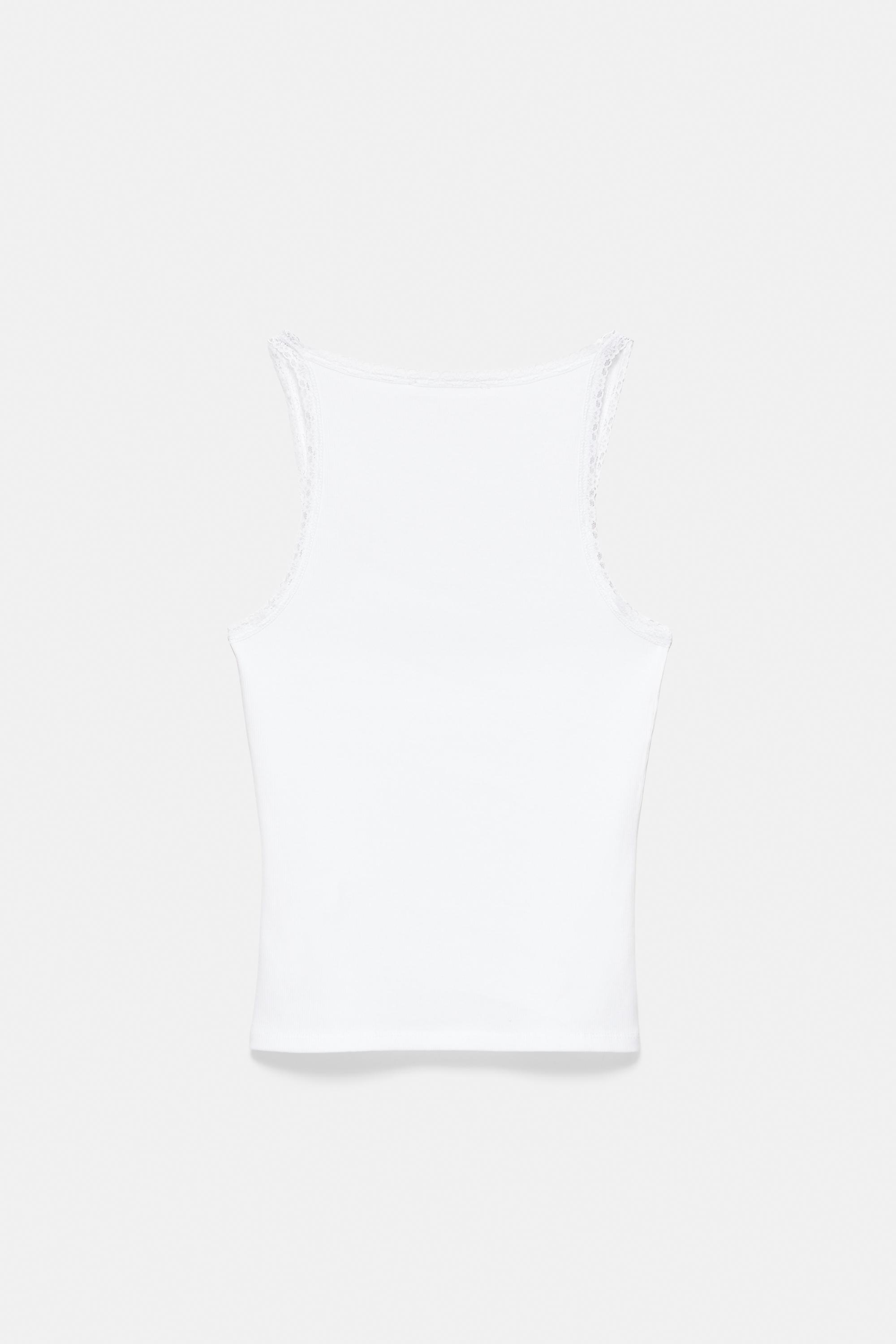 Lace-trim tank top — White