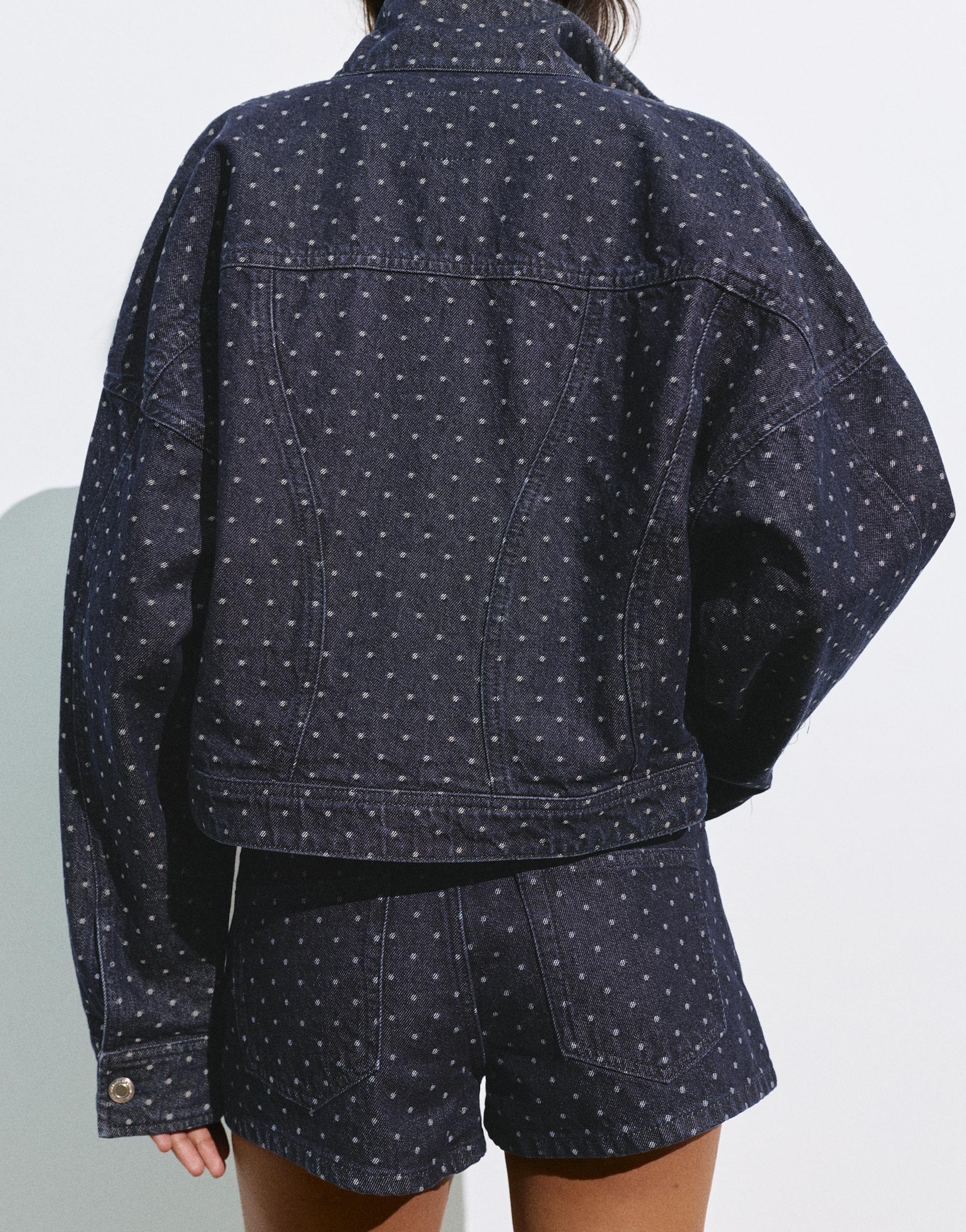 Polka dot denim jacket — Navy