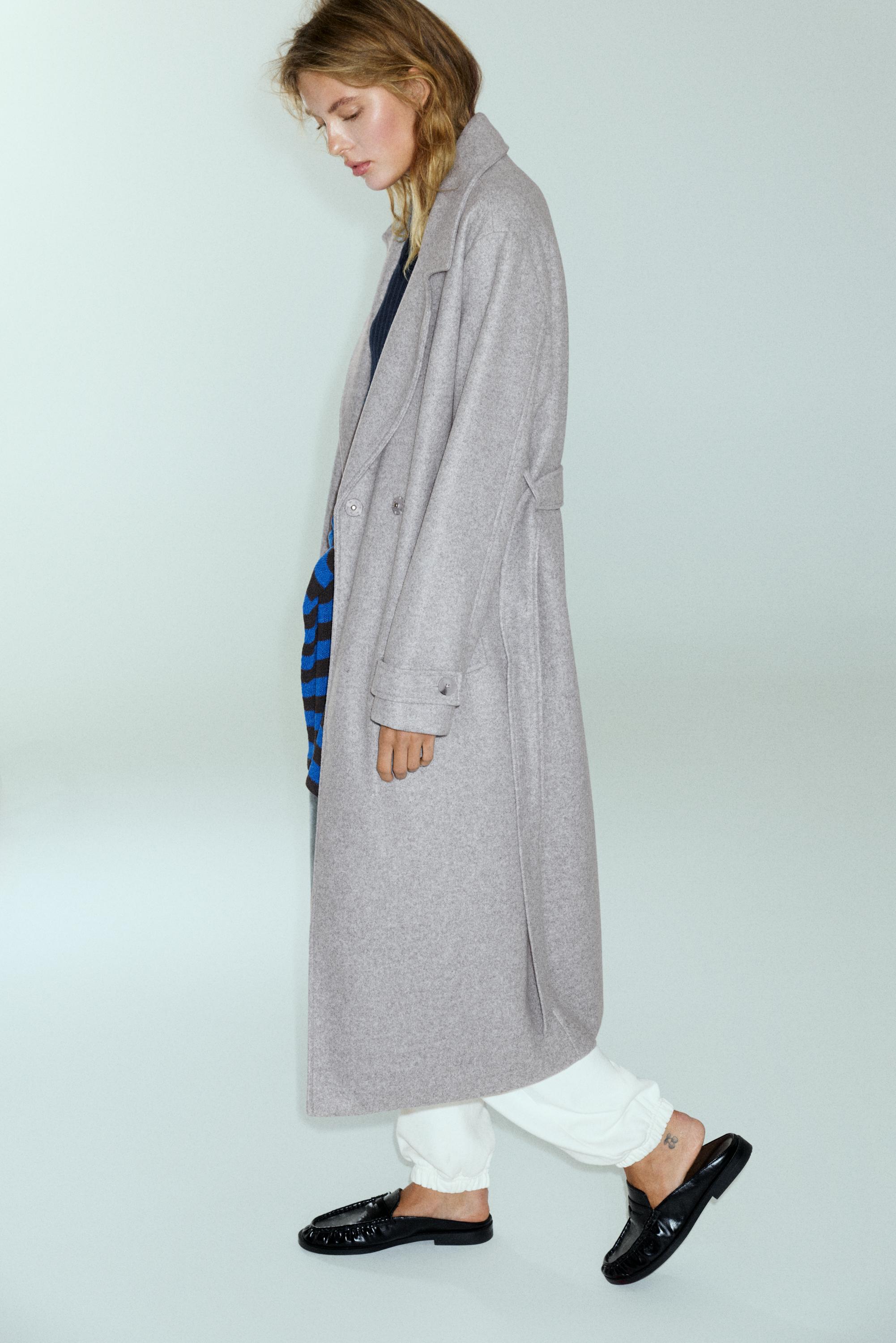 Long belted coat — Medium grey