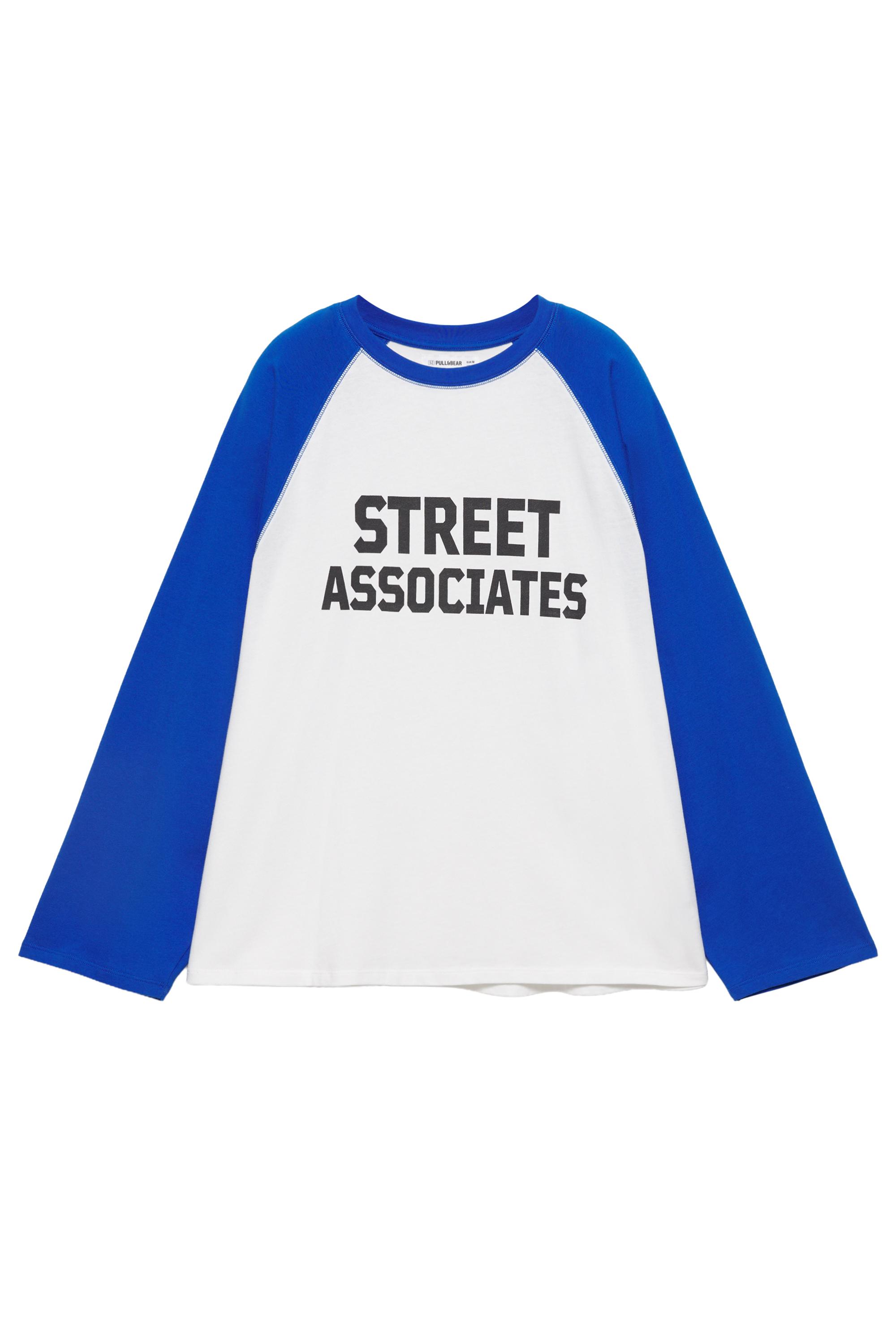 Grafik baskılı reglan kollu t-shirt