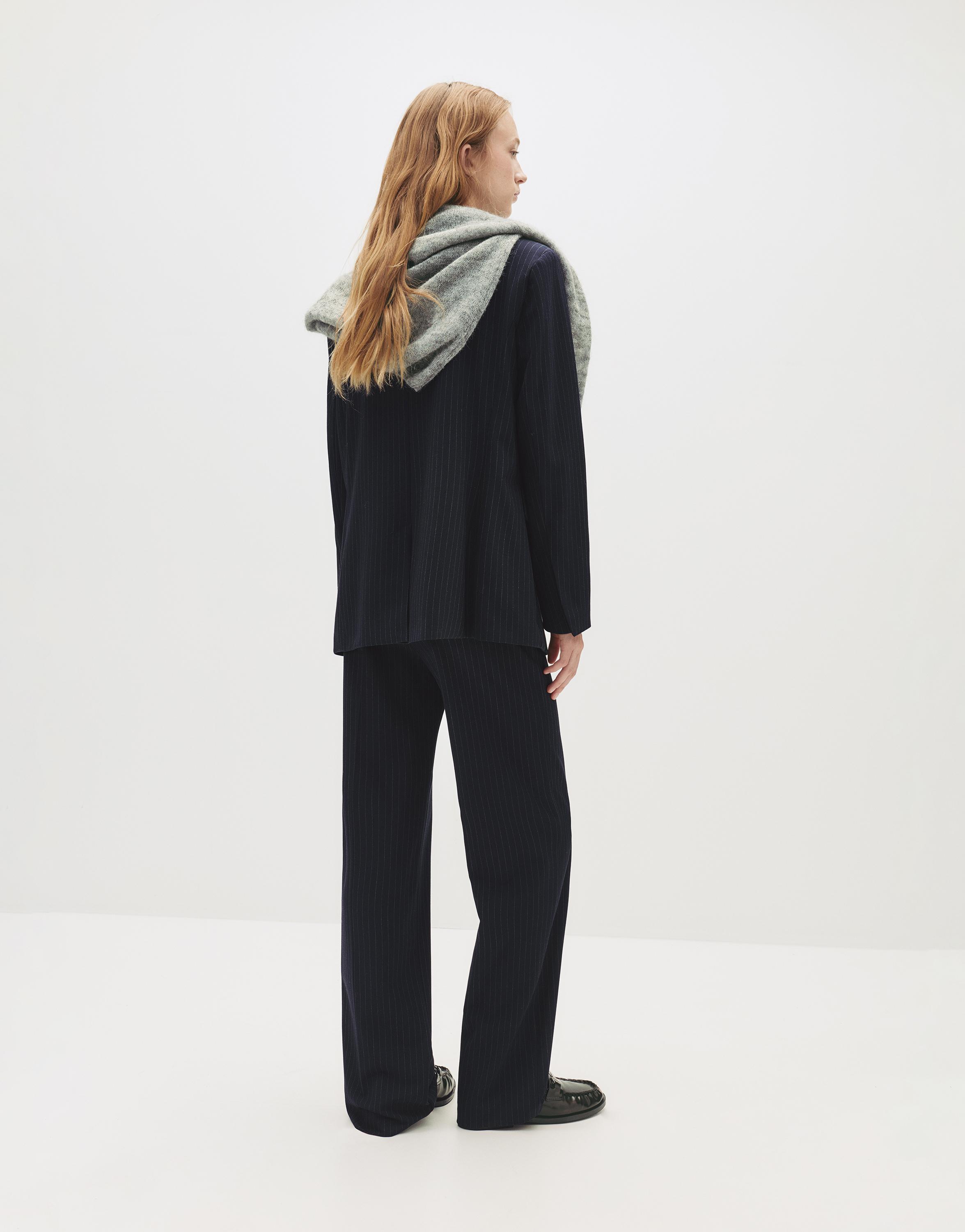 Smart high-waist straight-leg trousers — Striped