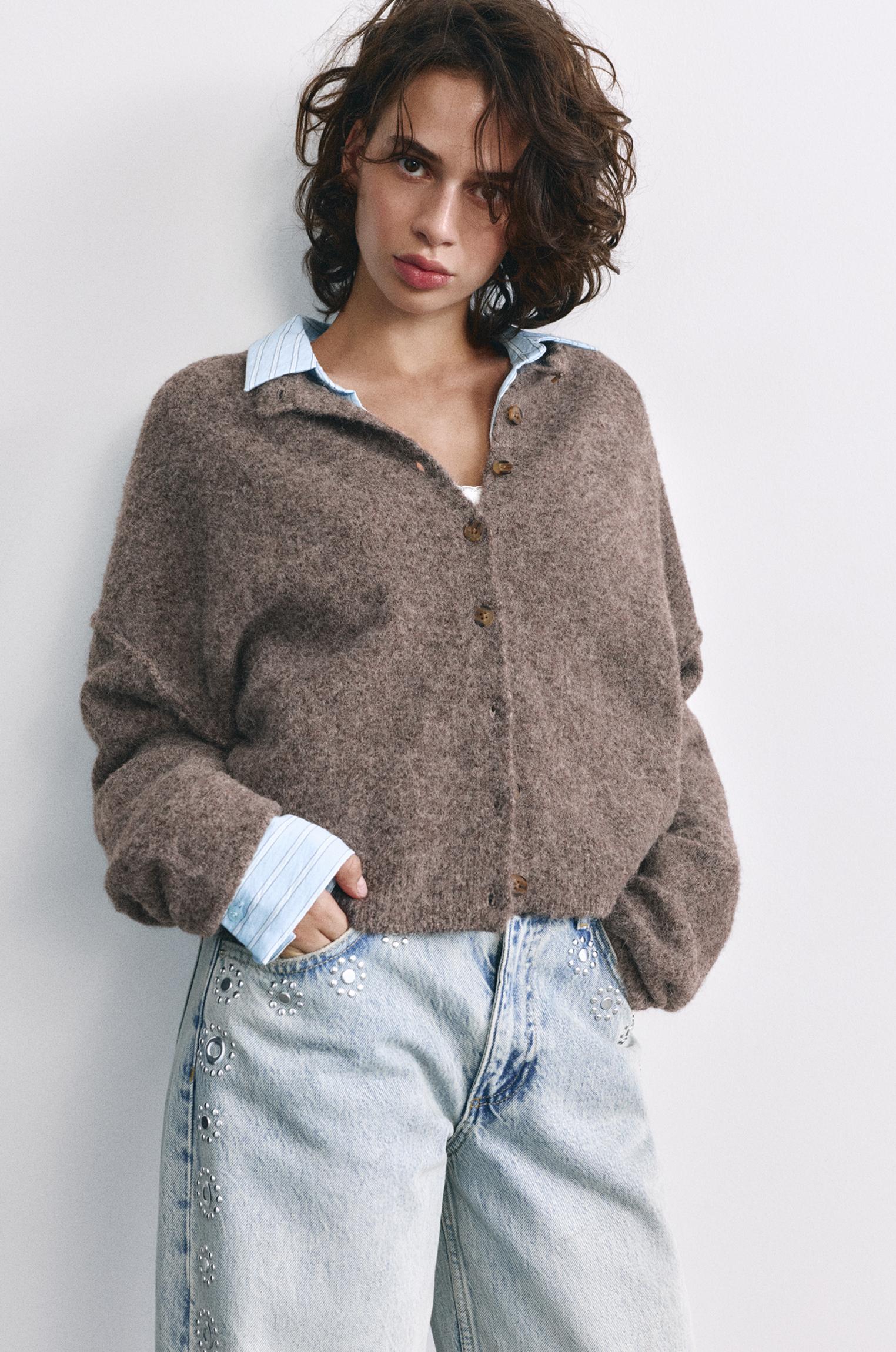 Soft knit cardigan — Brown