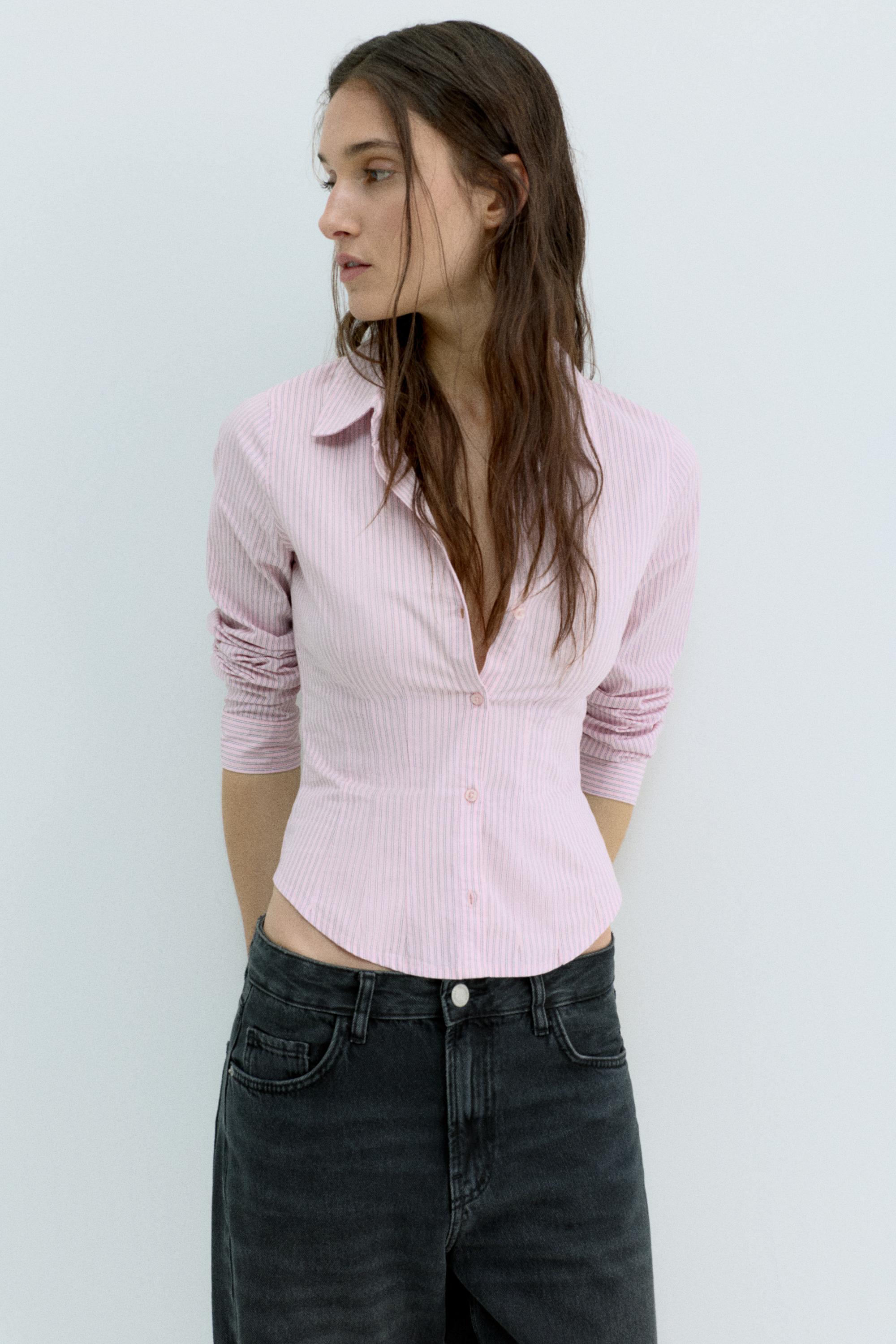 Poplin yırtmaçlı dar kesim gömlek - Görsel 148