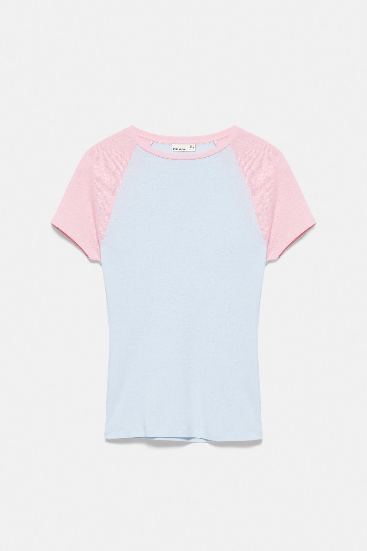 Contrast raglan sleeve T-shirt — Pastel blue