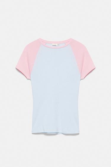 Contrast raglan sleeve T-shirt — Pastel blue 6