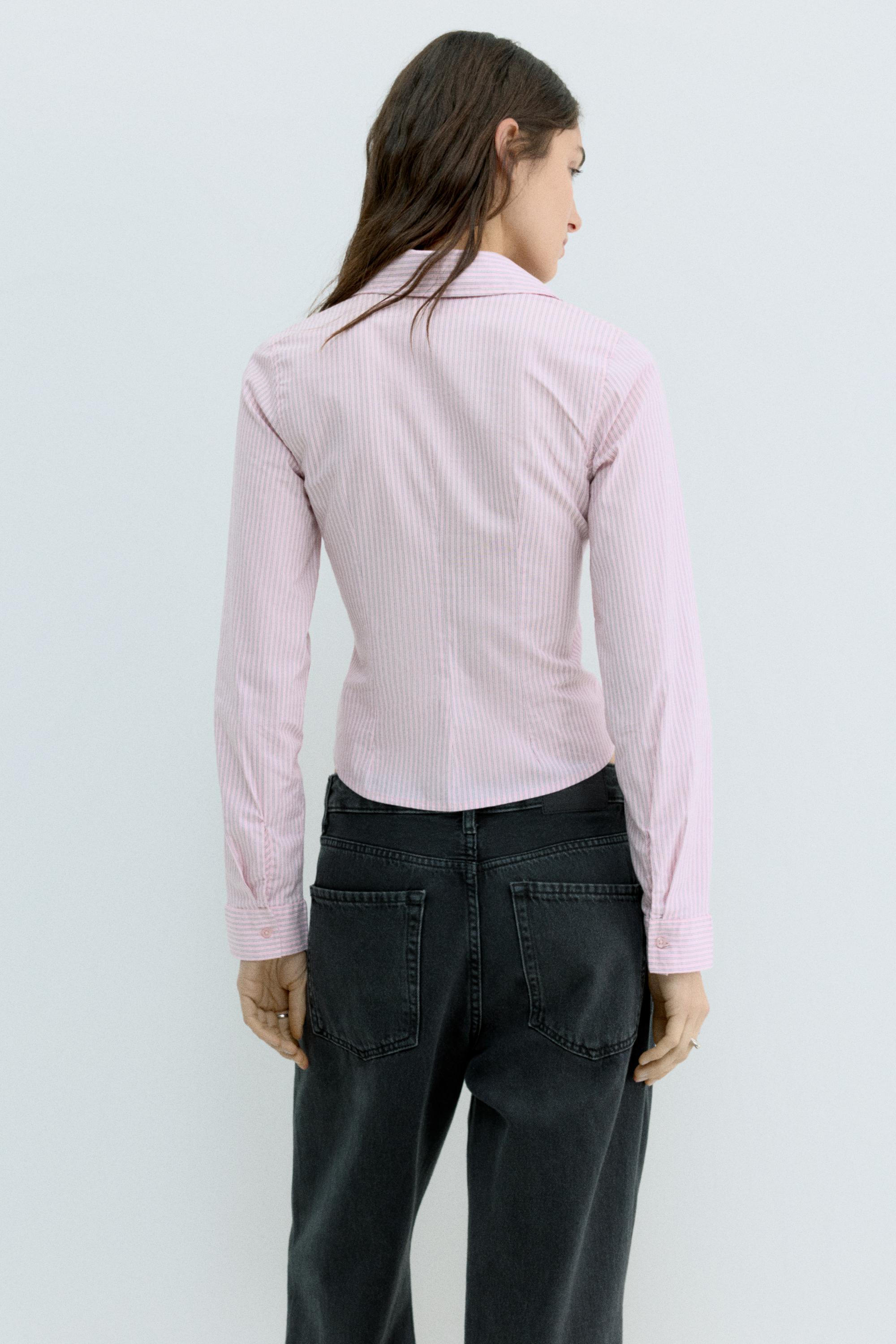 Poplin yırtmaçlı dar kesim gömlek - Görsel 145