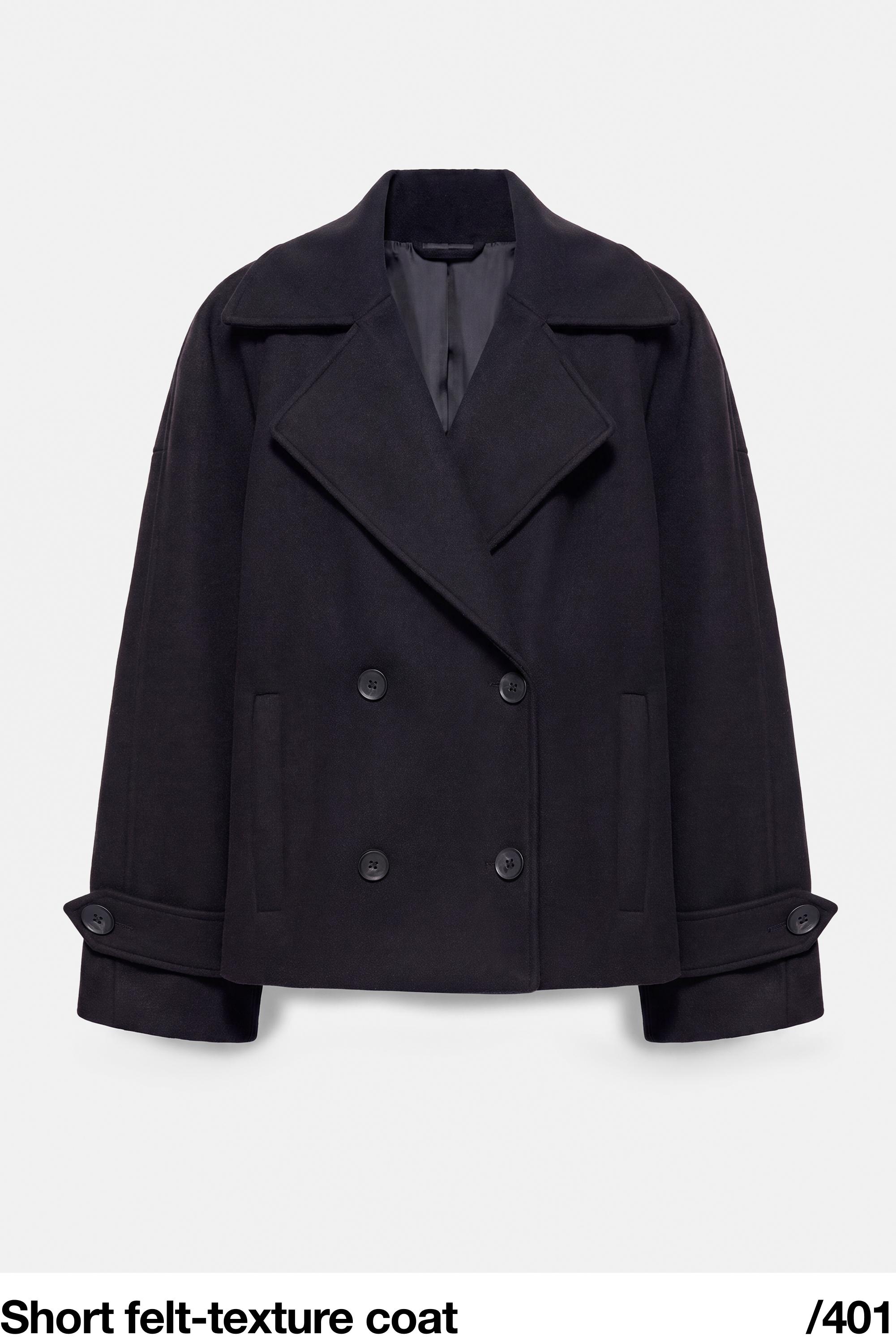 Short felt texture coat — Navy