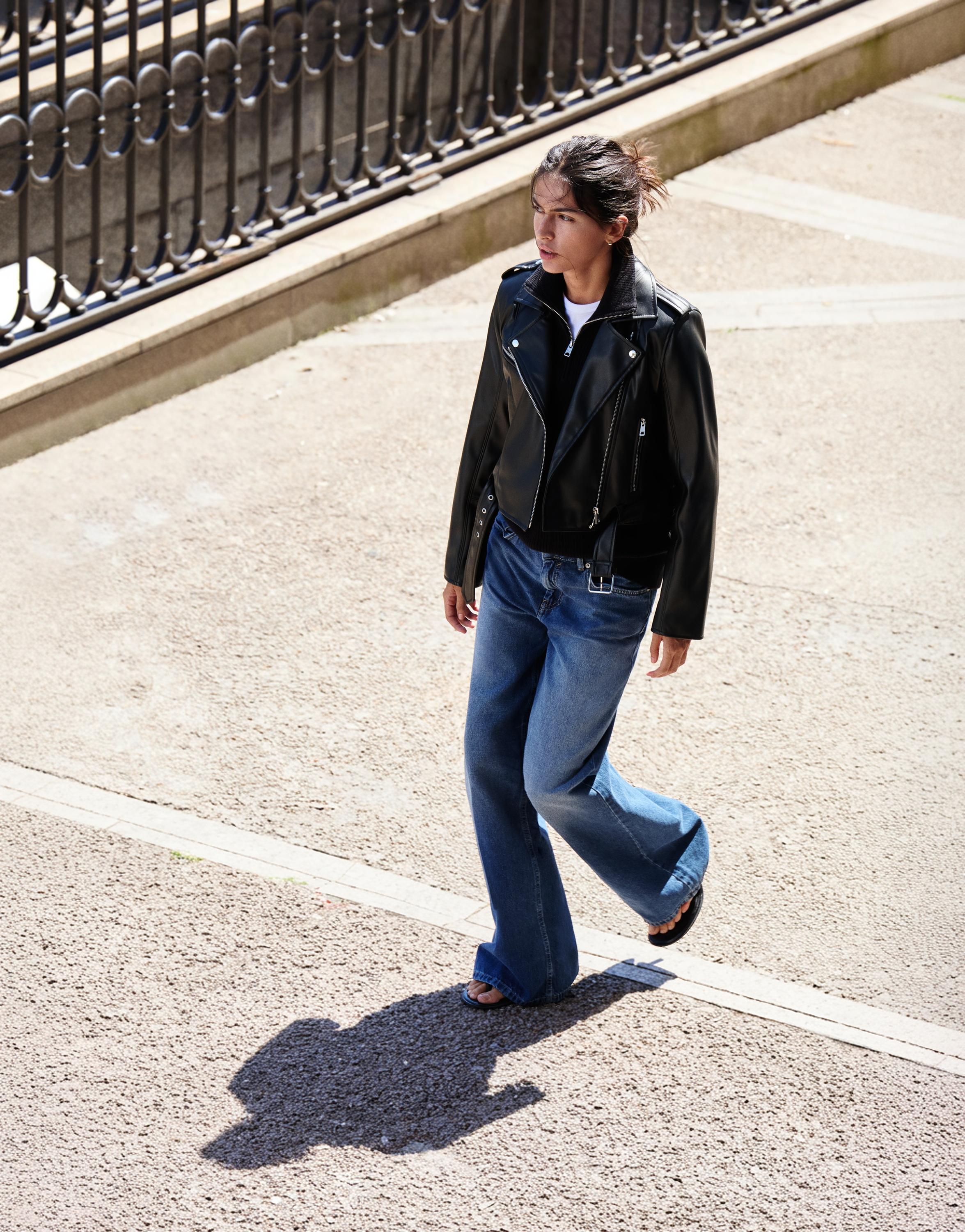 Leather effect biker jacket — Black