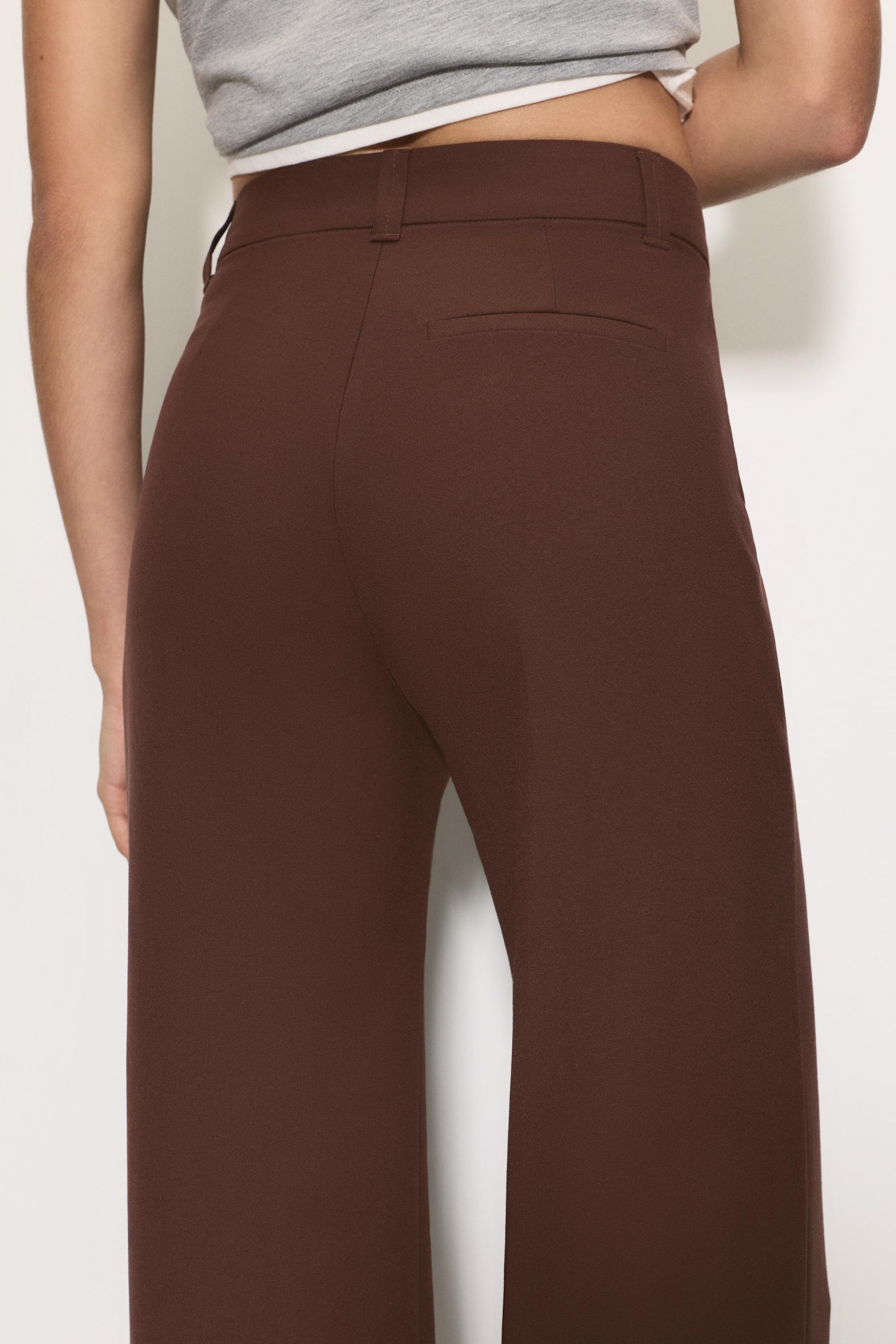Smart high-waist straight-leg trousers — Wine
