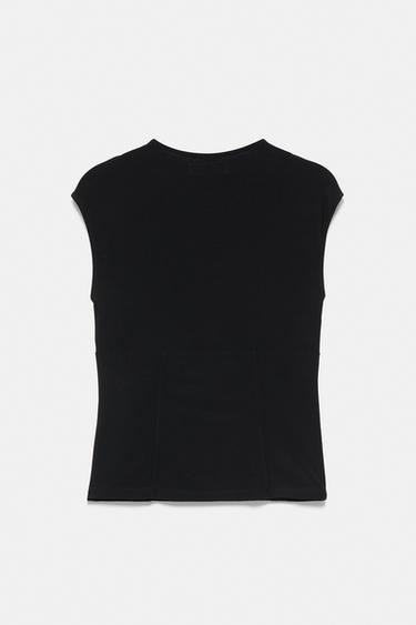 Gathered tie-neck top — Black 3