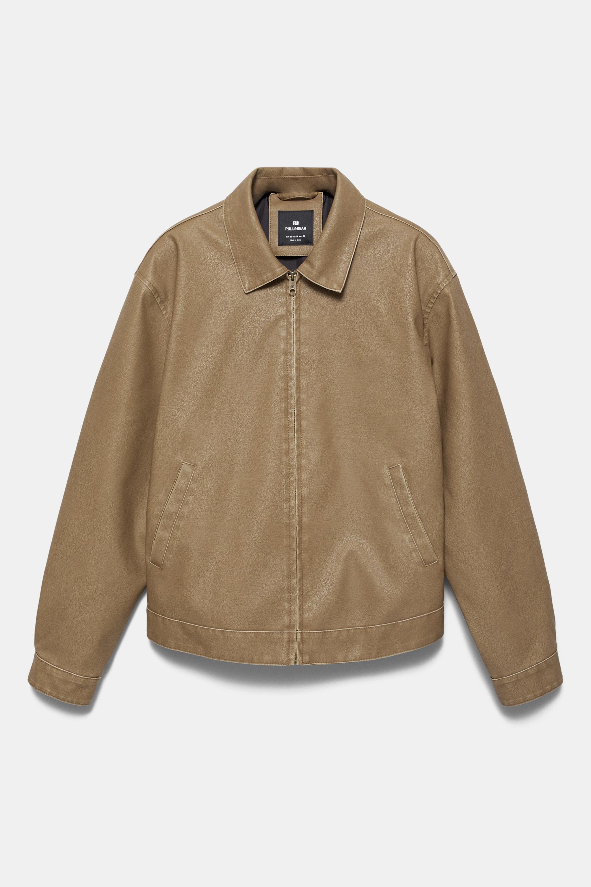Washed faux leather jacket — Ocher