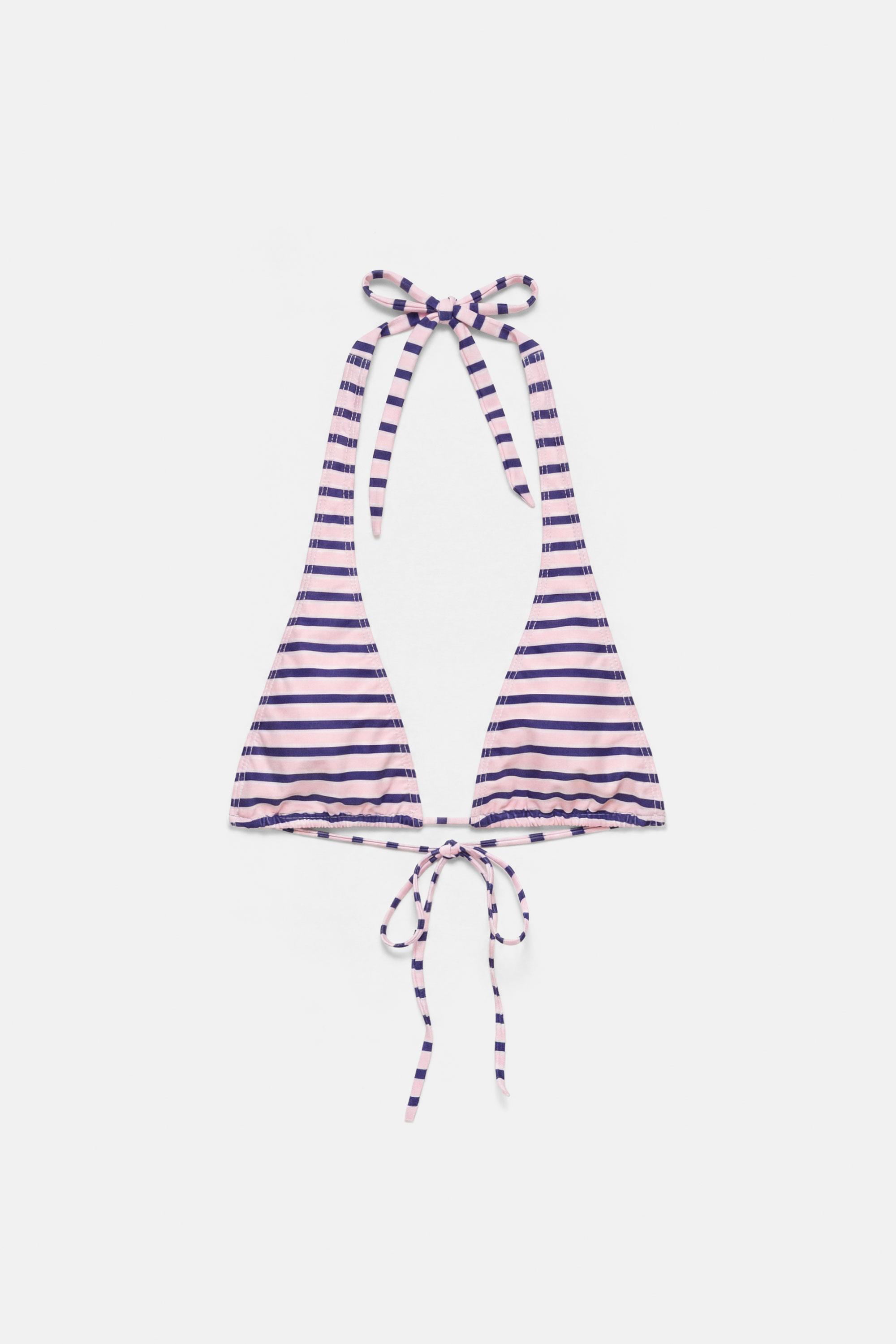Multi-way striped bikini top — Pink