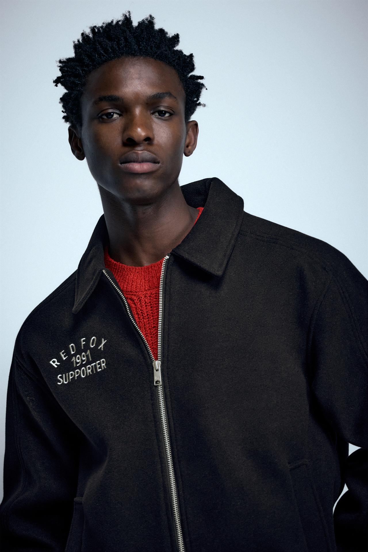 Wool-blend zip-up jacket — Navy