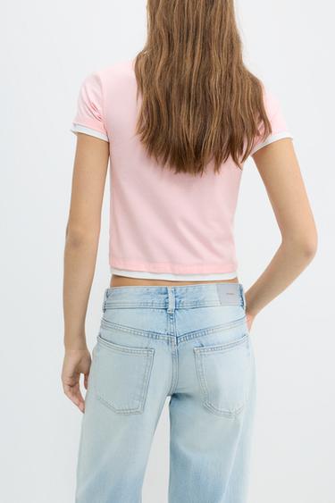 Studded double-layer T-shirt — Pastel pink 2