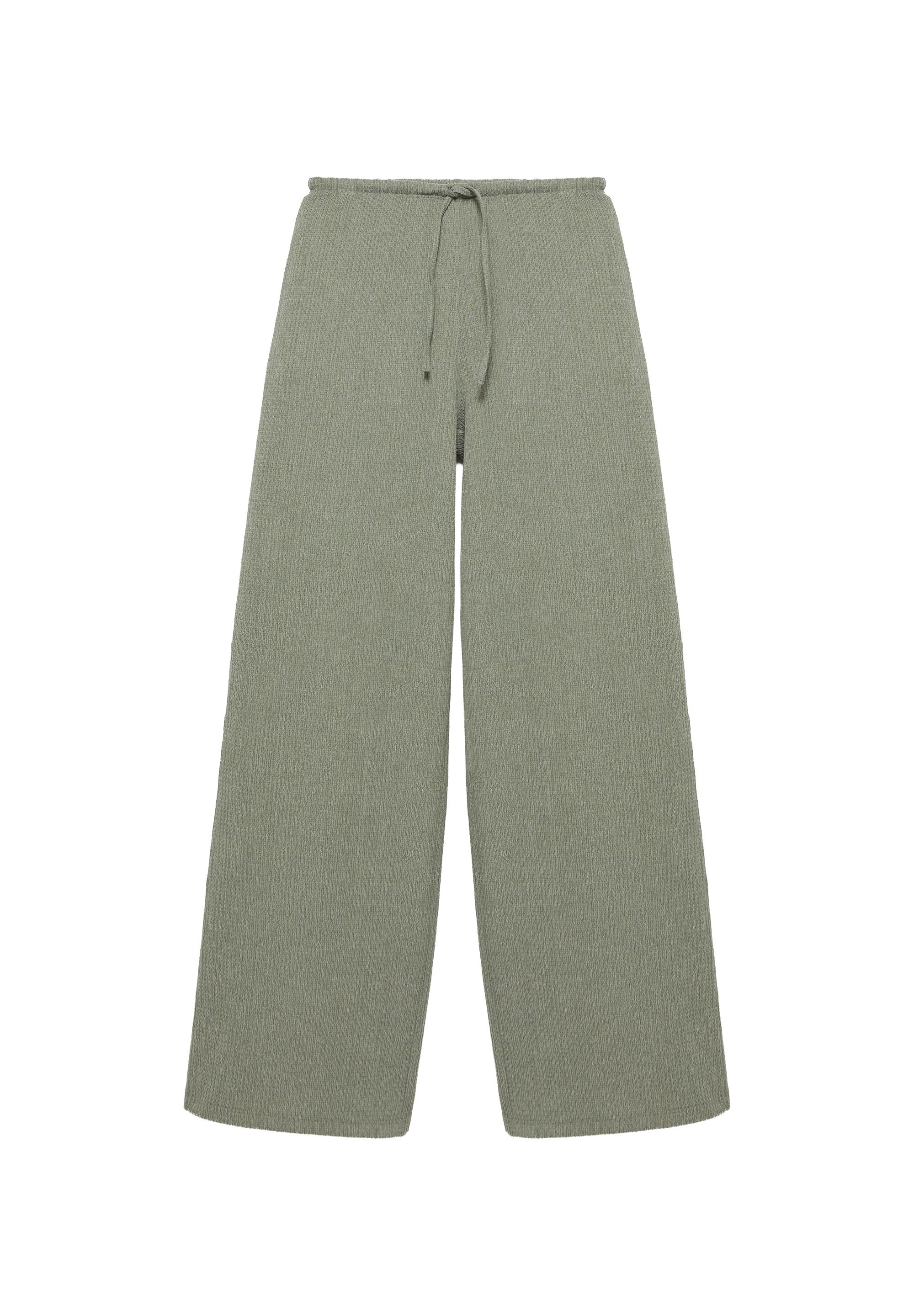Wide-leg crepe trousers — Khaki