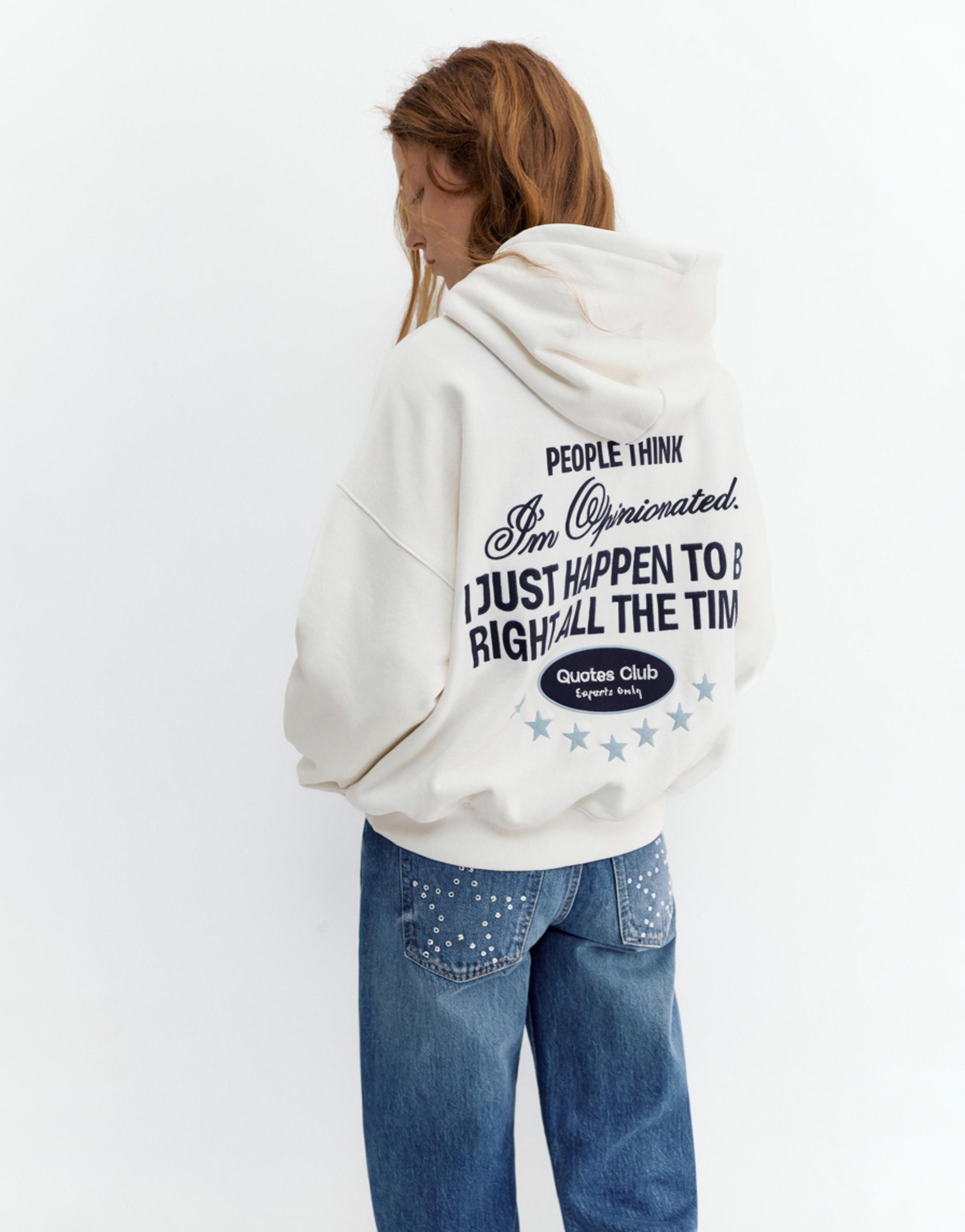 İşlemeli yıldız kapüşonlu sweatshirt - Görsel 11